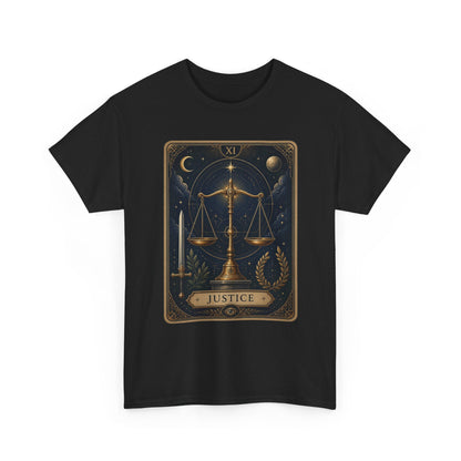 Justice Tarot T‑Shirt — Tarot Card Graphic Tee - T-Shirt - Printify