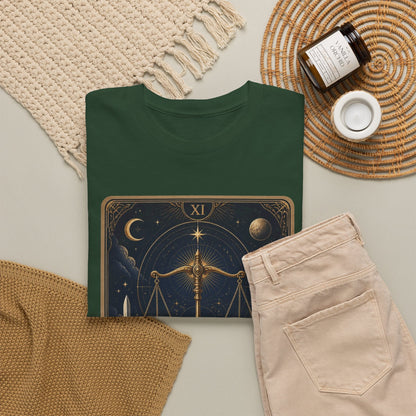 Justice Tarot T‑Shirt — Tarot Card Graphic Tee - T-Shirt - Printify