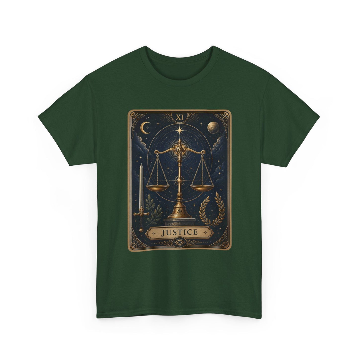 Justice Tarot T‑Shirt — Tarot Card Graphic Tee - T-Shirt - Printify