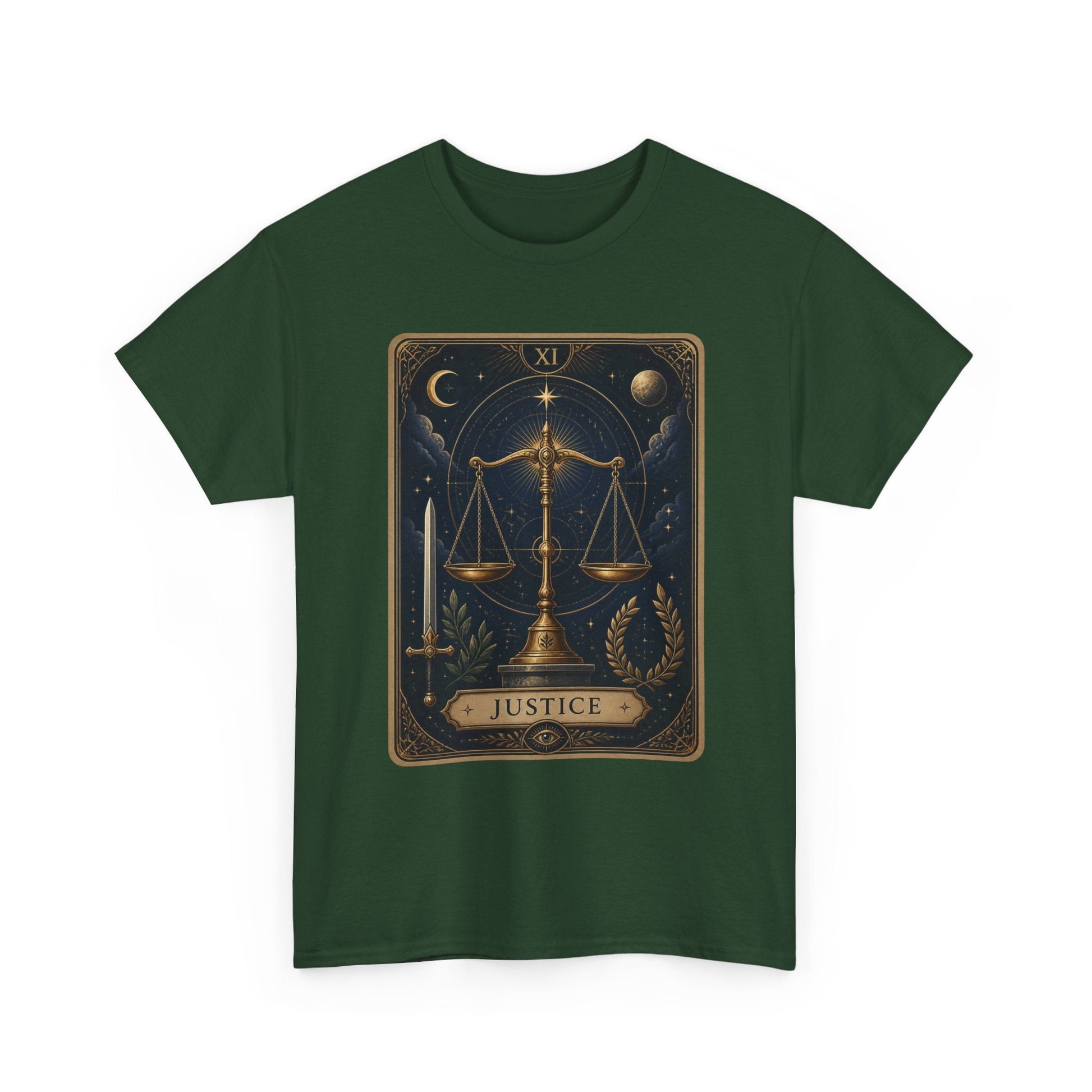 Justice Tarot T‑Shirt — Tarot Card Graphic Tee - T-Shirt - Printify