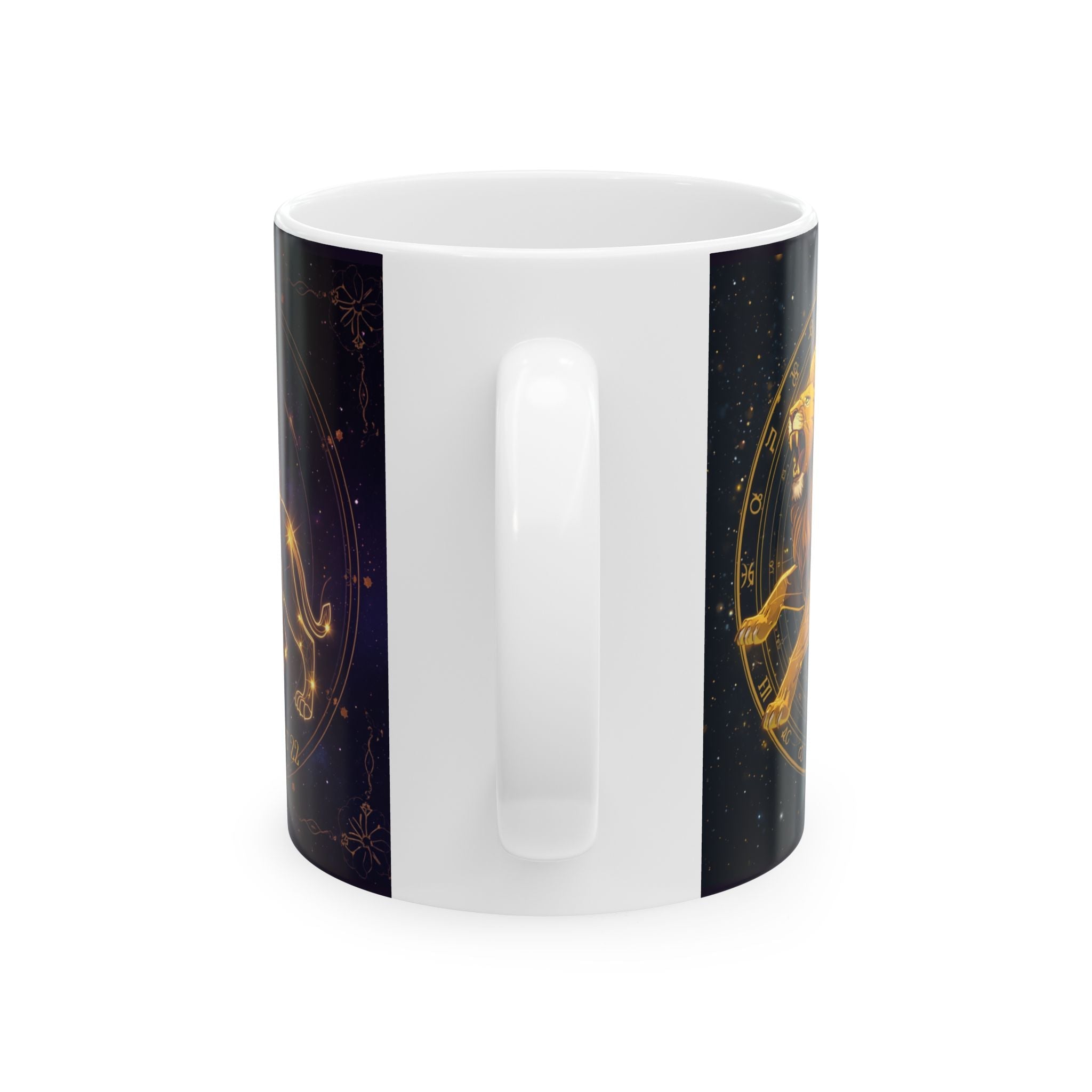 Leo Zodiac Ceramic Mug — Gold Constellation Astrology Coffee Cup (11oz & 15oz) - Erudition Designs