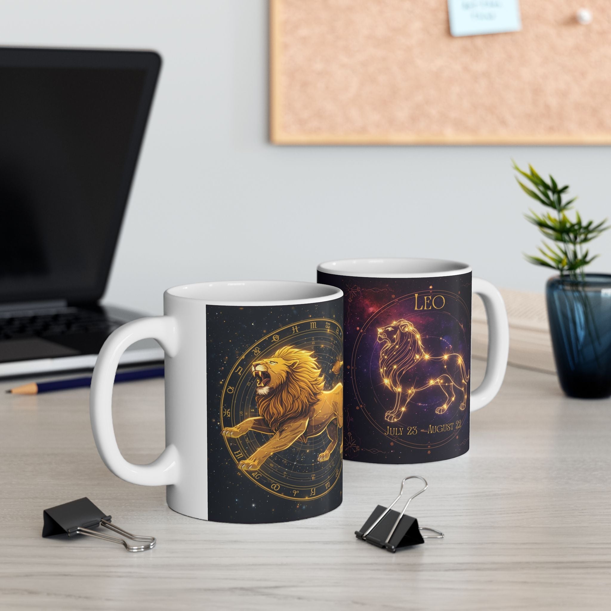 Leo Zodiac Ceramic Mug — Gold Constellation Astrology Coffee Cup (11oz & 15oz) - Erudition Designs