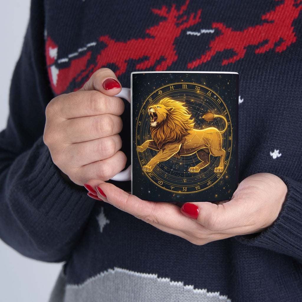 Leo Zodiac Ceramic Mug — Gold Constellation Astrology Coffee Cup (11oz & 15oz) - Erudition Designs