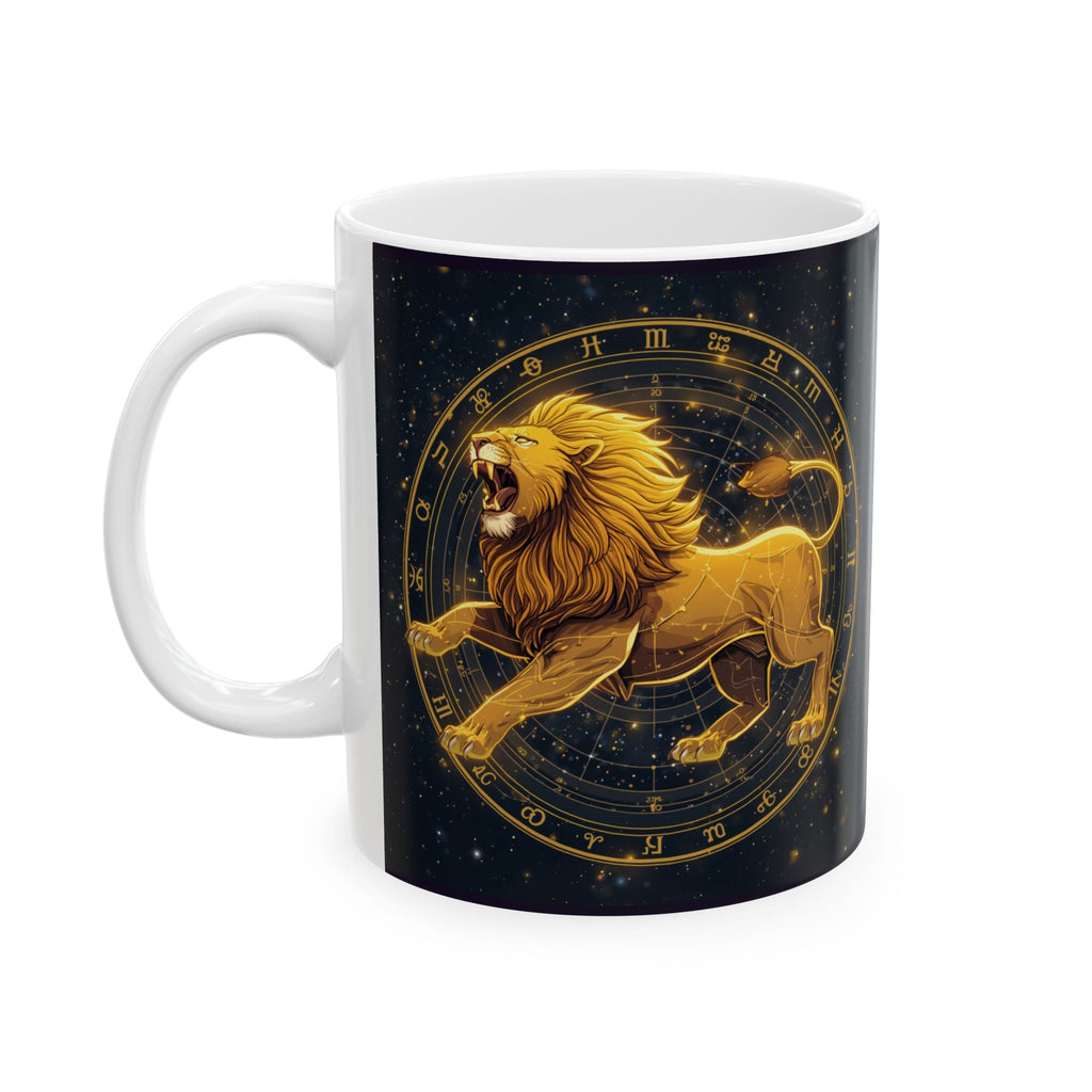Leo Zodiac Ceramic Mug — Gold Constellation Astrology Coffee Cup (11oz & 15oz) - Erudition Designs