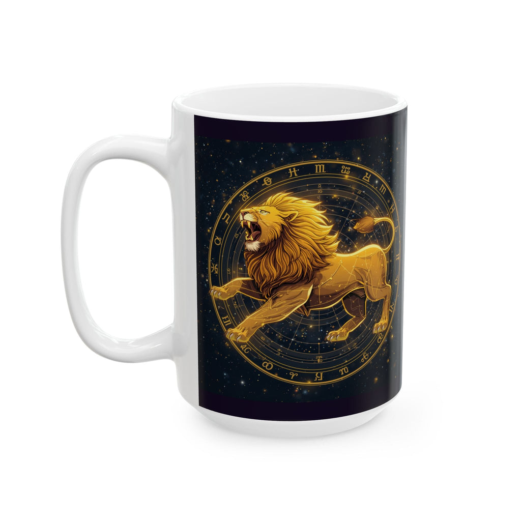 Leo Zodiac Ceramic Mug — Gold Constellation Astrology Coffee Cup (11oz & 15oz) - Erudition Designs