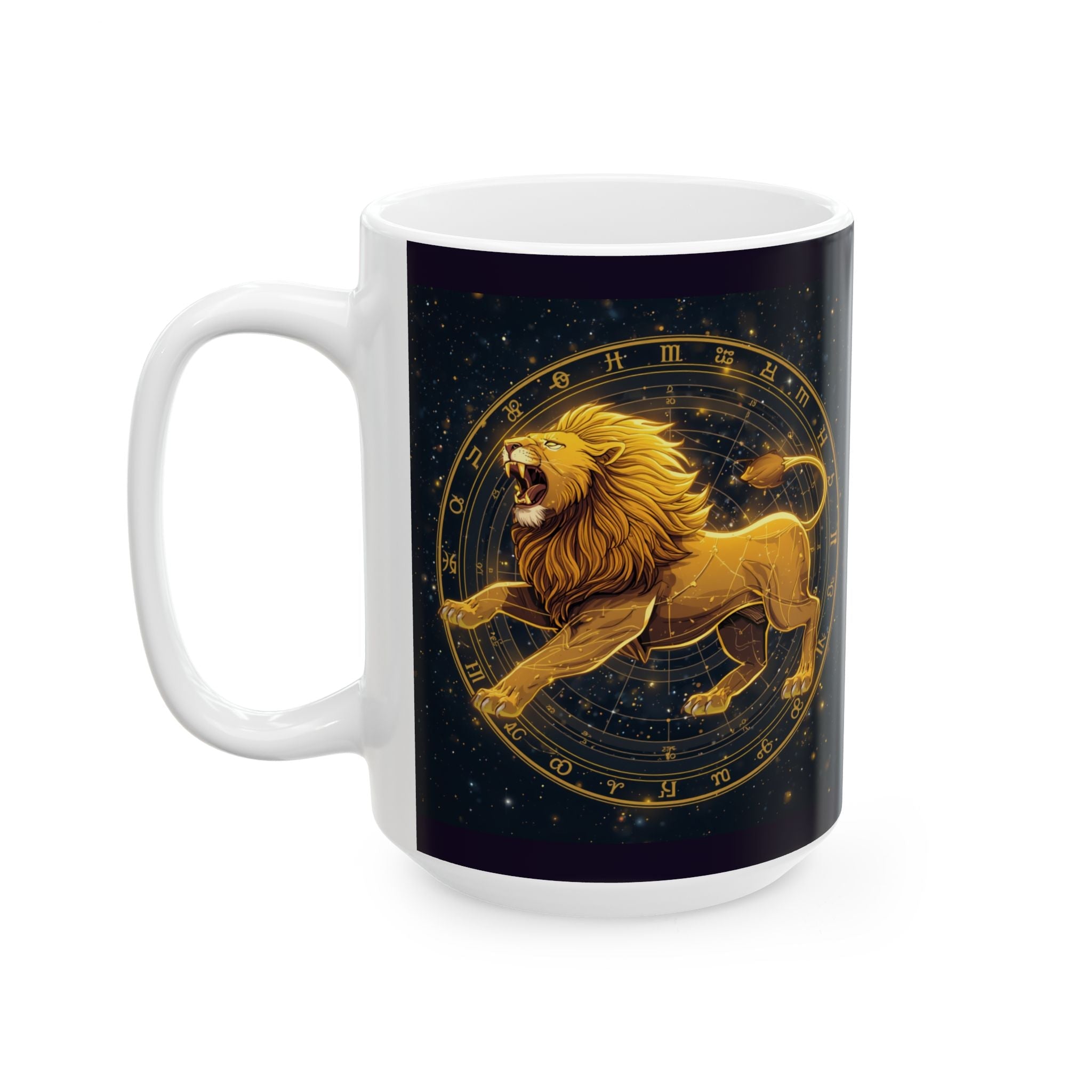 Leo Zodiac Ceramic Mug — Gold Constellation Astrology Coffee Cup (11oz & 15oz) - Erudition Designs