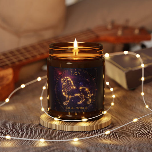 Leo Zodiac Soy Candle — Amber Jar Scented Candle (Leo Constellation) - Home Decor - Printify