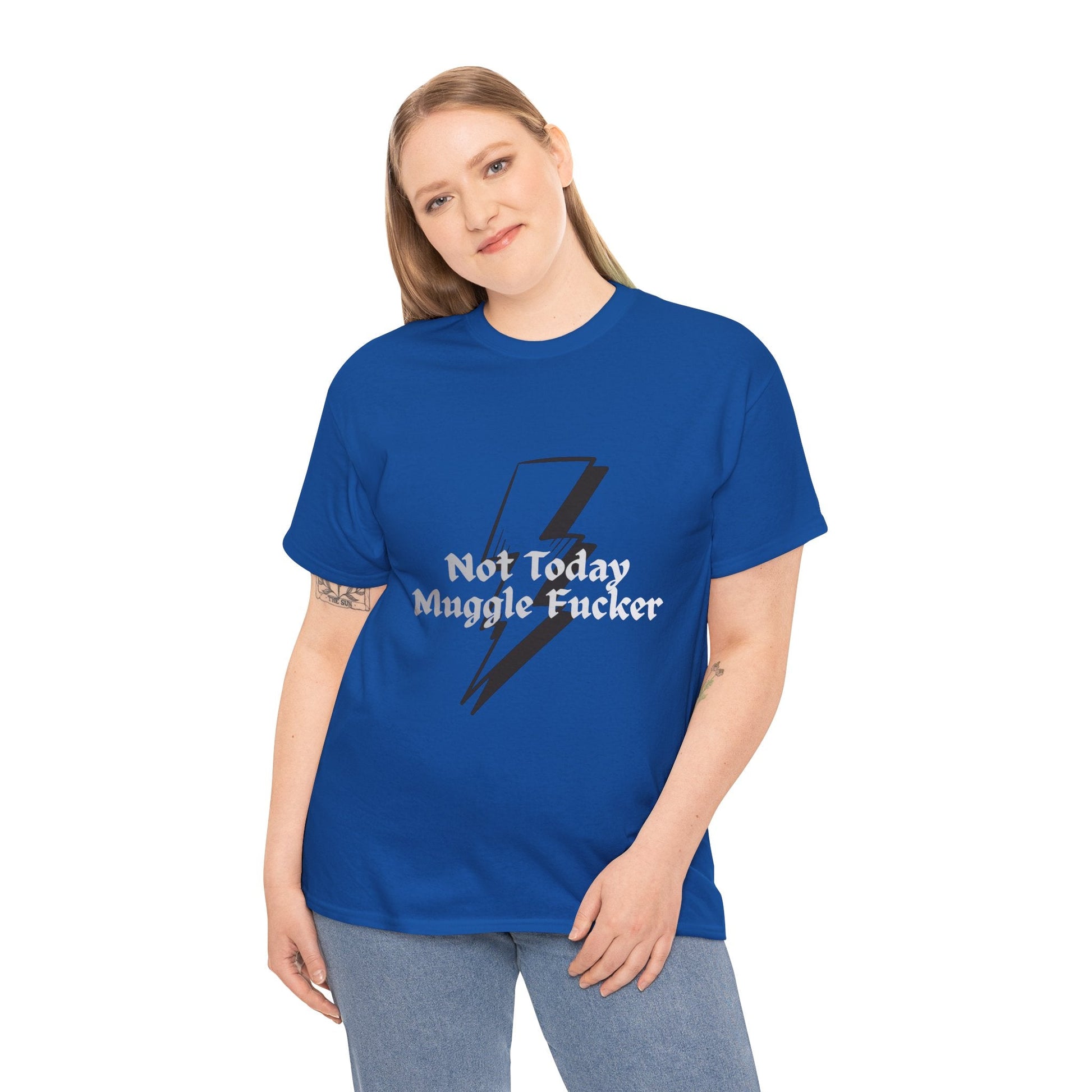 Lightning Bolt Graphic Tee – "Not Today Muggle" Minimalist Fan T‑Shirt - Erudition Designs