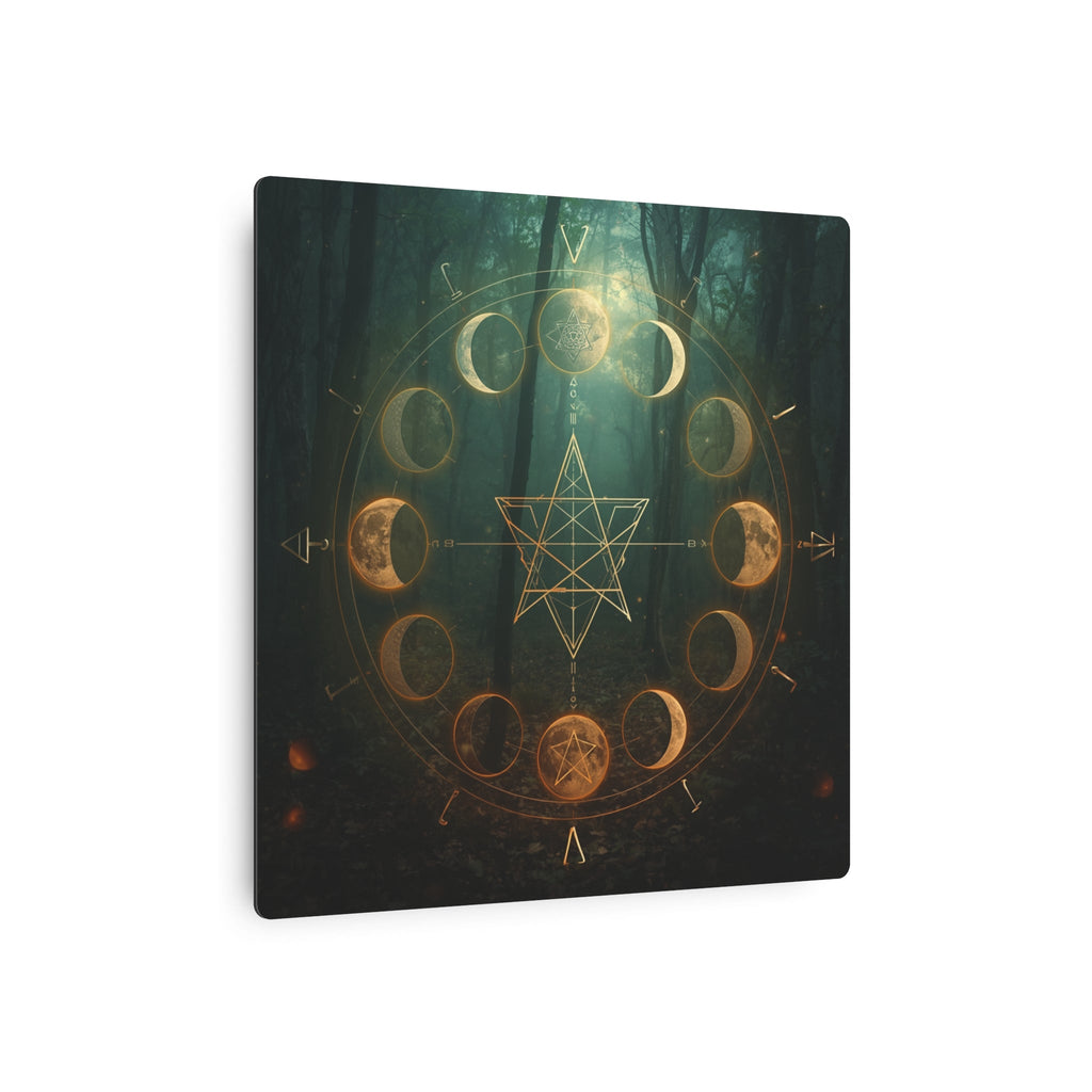 Metal Art Sign — Golden Moon Phase Mystic Wall Plaque - Erudition Designs