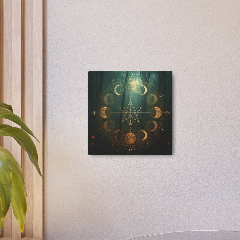 Metal Art Sign — Golden Moon Phase Mystic Wall Plaque - Erudition Designs
