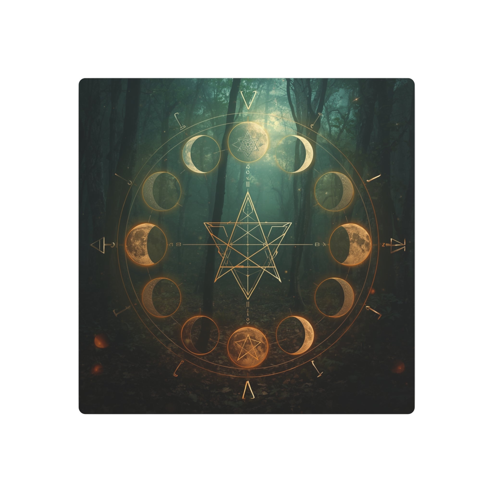 Metal Art Sign — Golden Moon Phase Mystic Wall Plaque - Erudition Designs