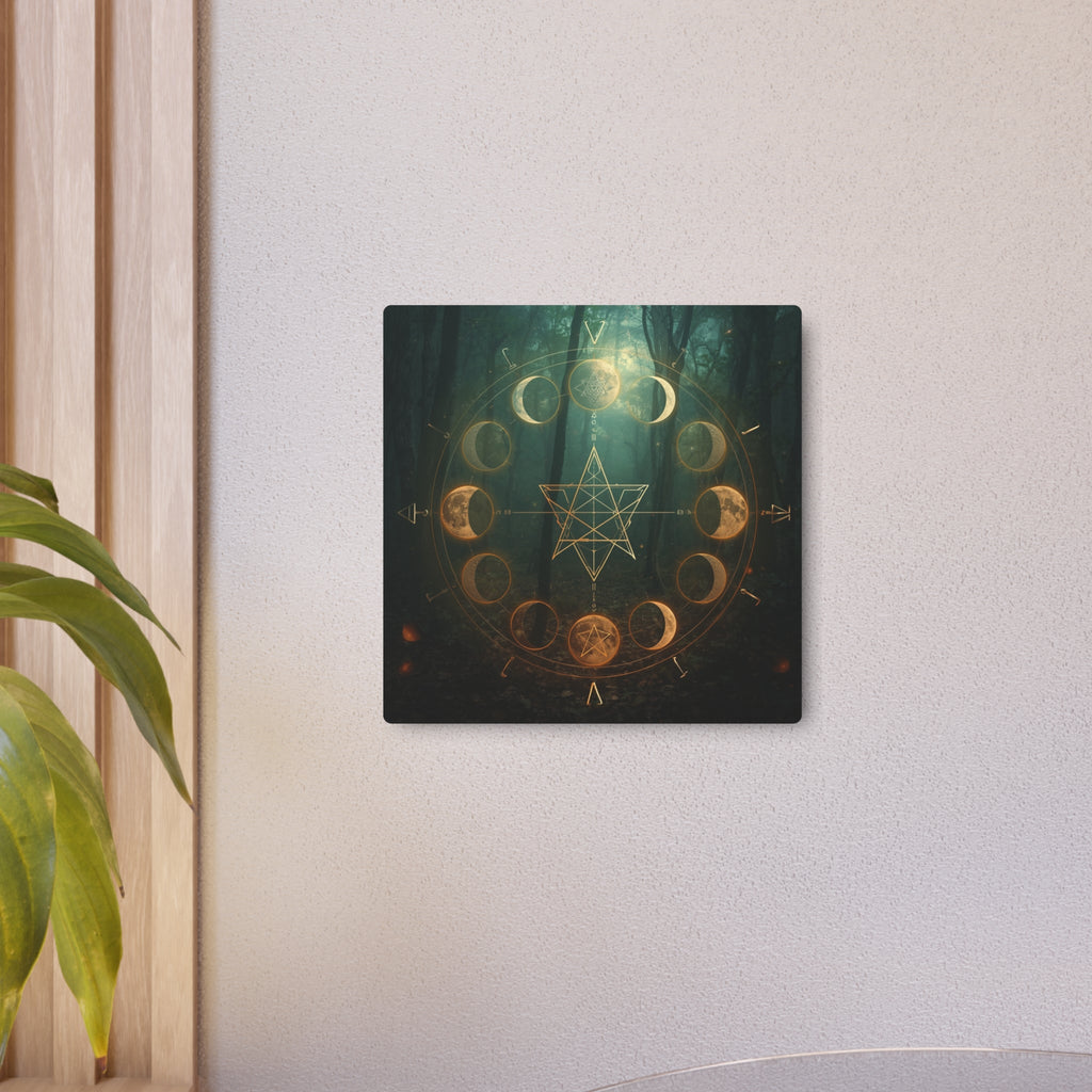 Metal Art Sign — Golden Moon Phase Mystic Wall Plaque - Erudition Designs