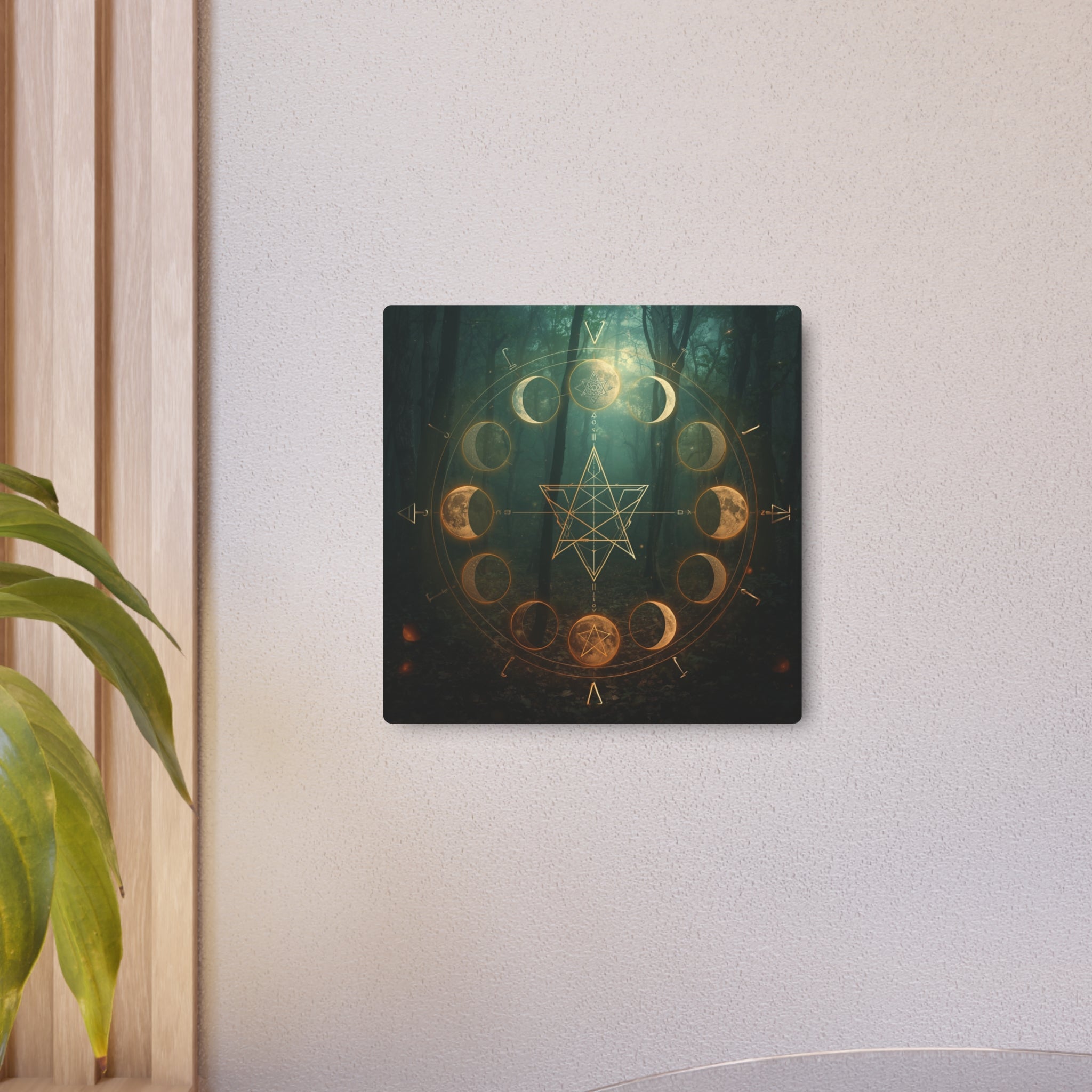 Metal Art Sign — Golden Moon Phase Mystic Wall Plaque - Erudition Designs