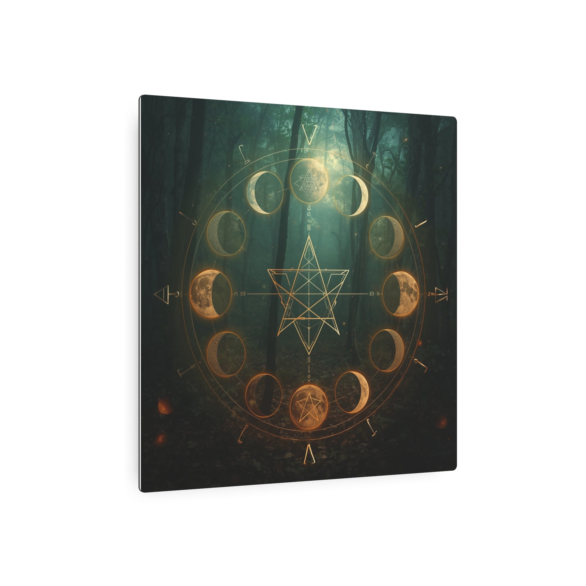 Metal Art Sign — Golden Moon Phase Mystic Wall Plaque - Erudition Designs