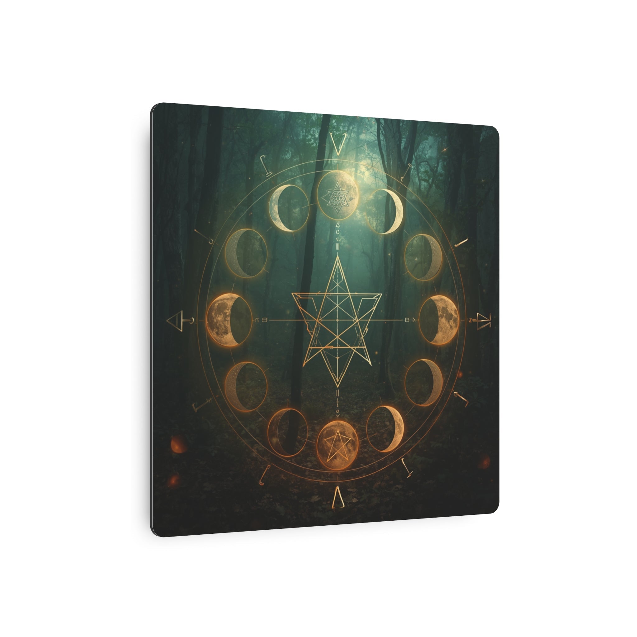 Metal Art Sign — Golden Moon Phase Mystic Wall Plaque - Erudition Designs