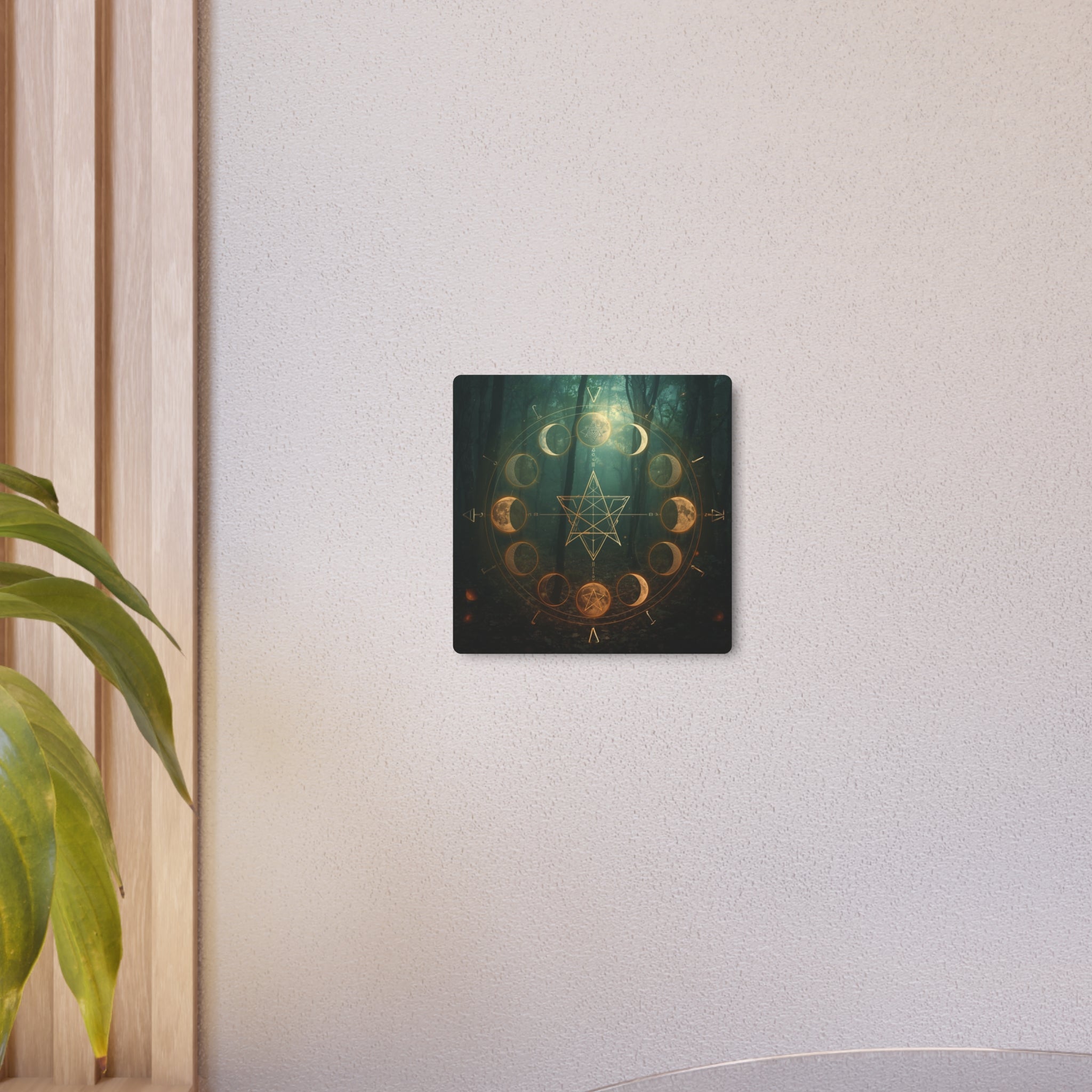Metal Art Sign — Golden Moon Phase Mystic Wall Plaque - Erudition Designs