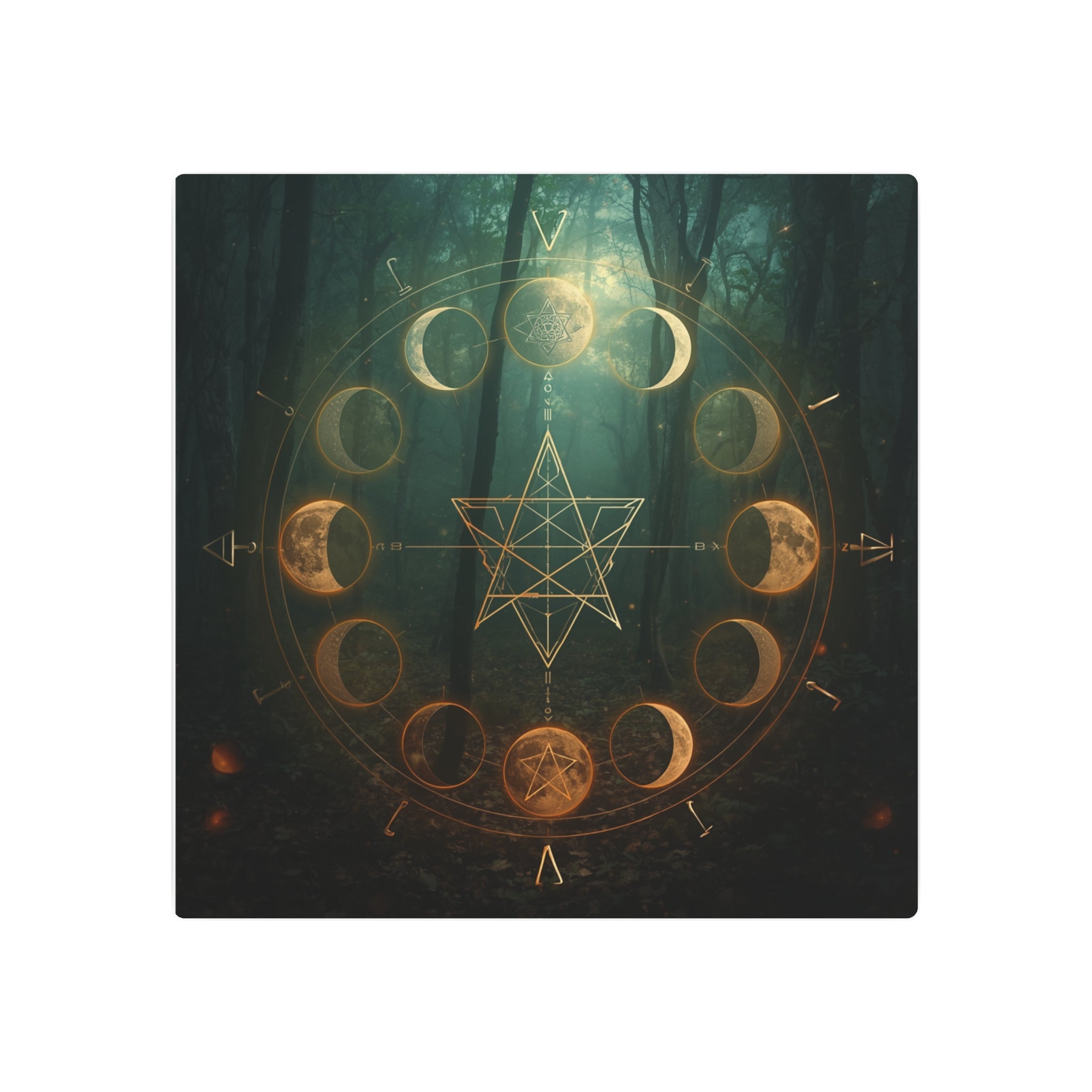 Metal Art Sign — Golden Moon Phase Mystic Wall Plaque - Erudition Designs
