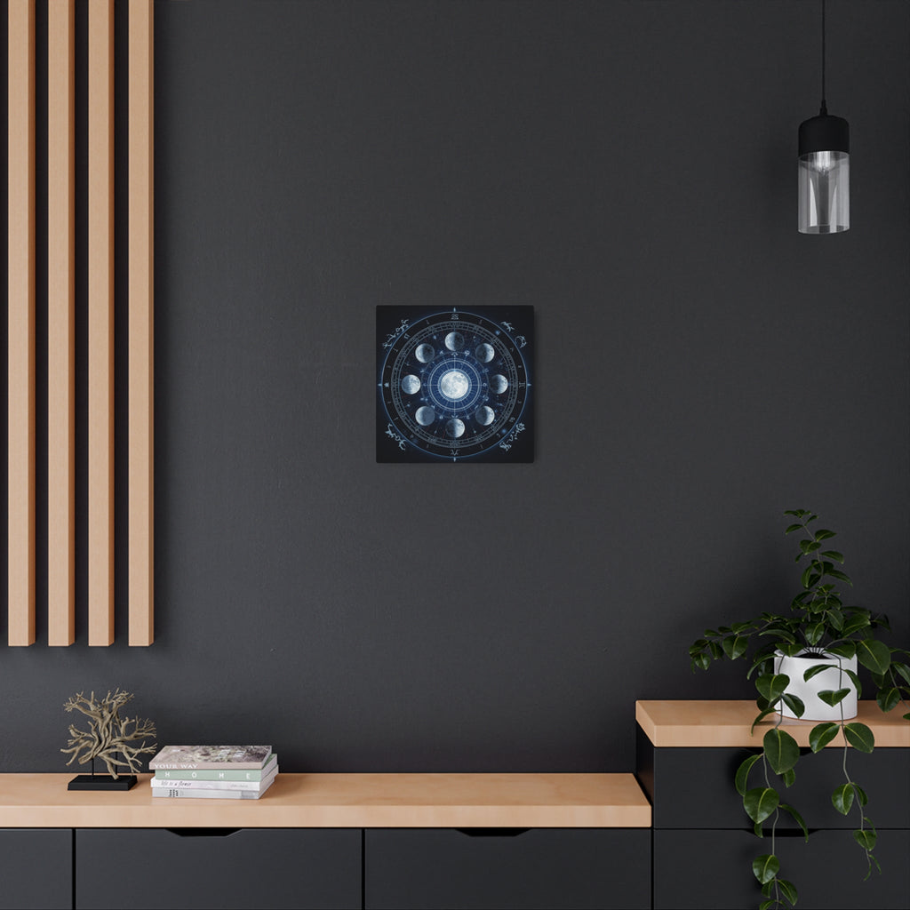 Moon Phase Metal Art Sign — Lunar Cycle Wall Decor with Zodiac Motifs - Erudition Designs