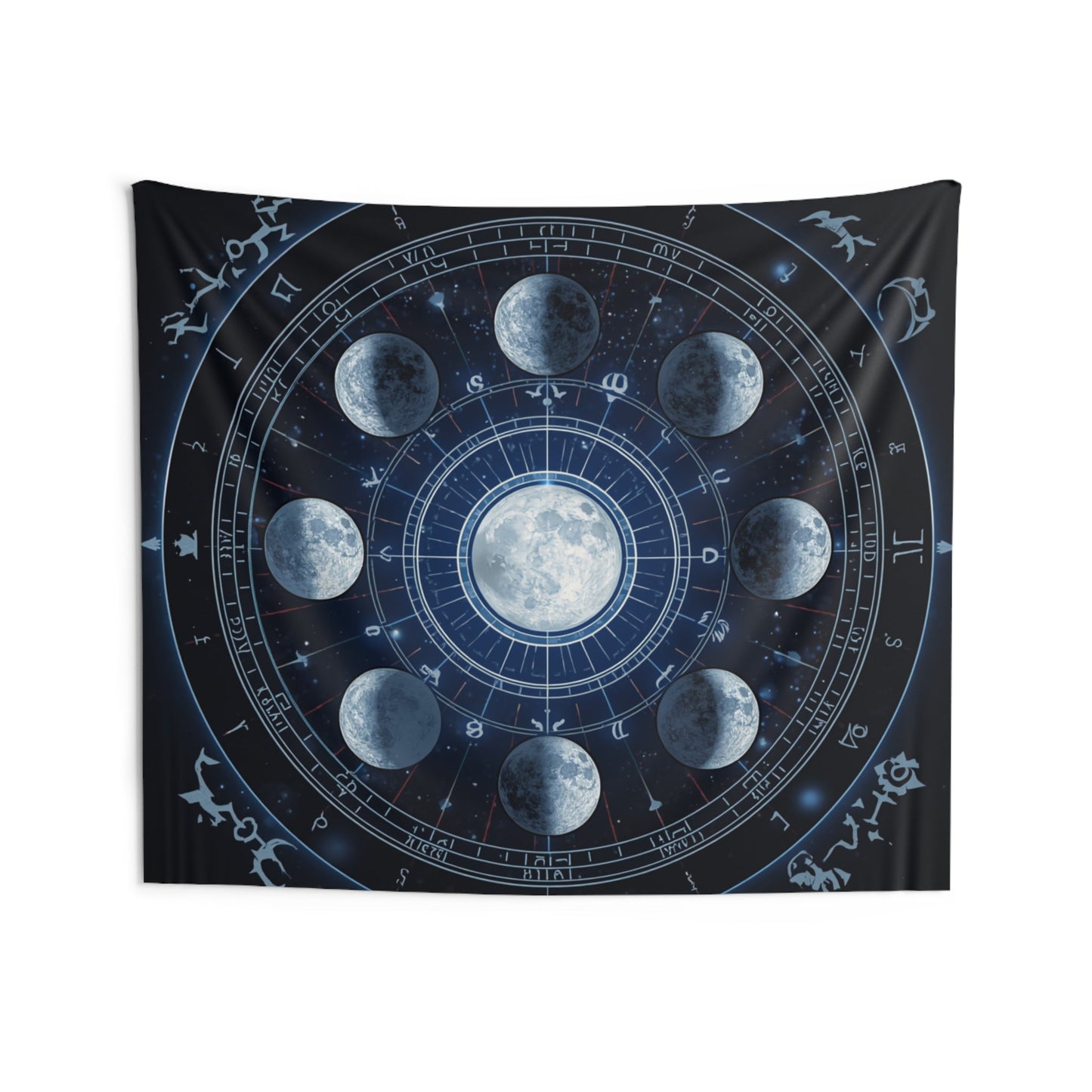 Moon Phase Tapestry — Celestial Zodiac Wall Hanging for Astrology & Meditation - Home Decor - Printify