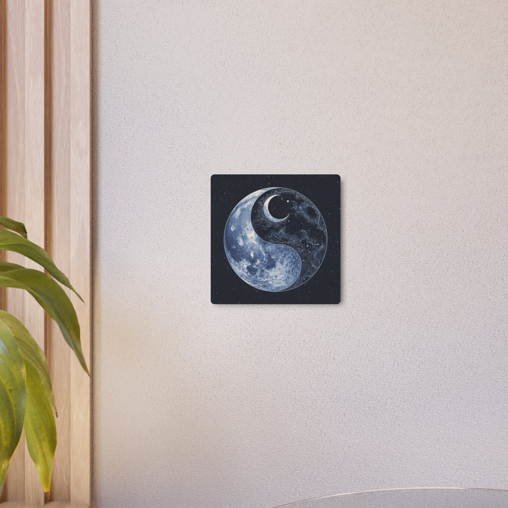 Moon Yin Yang Metal Art Sign — Celestial Wall Decor for Boho, Spiritual & Meditation Spaces - Erudition Designs