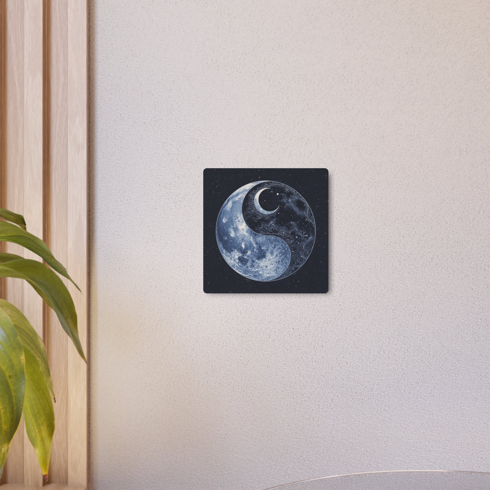 Moon Yin Yang Metal Art Sign — Celestial Wall Decor for Boho, Spiritual & Meditation Spaces - Erudition Designs
