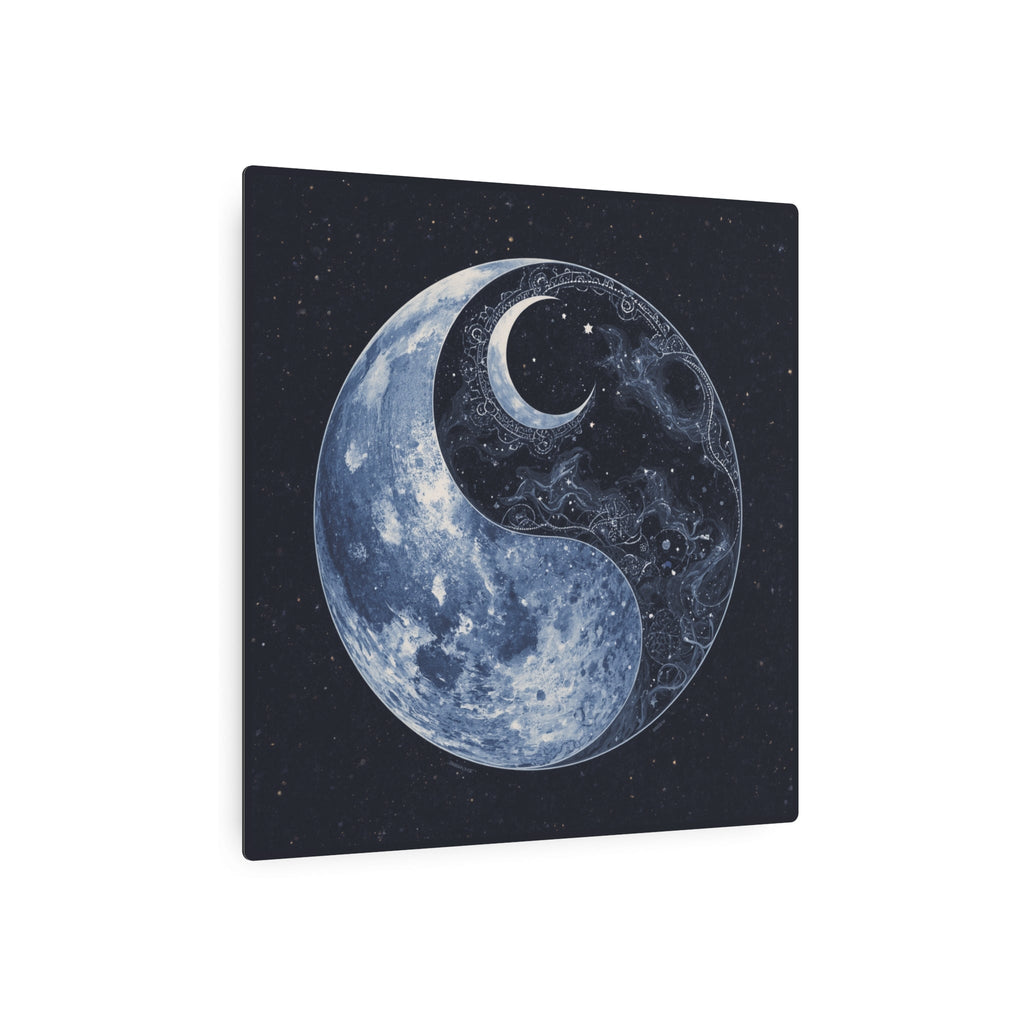 Moon Yin Yang Metal Art Sign — Celestial Wall Decor for Boho, Spiritual & Meditation Spaces - Erudition Designs