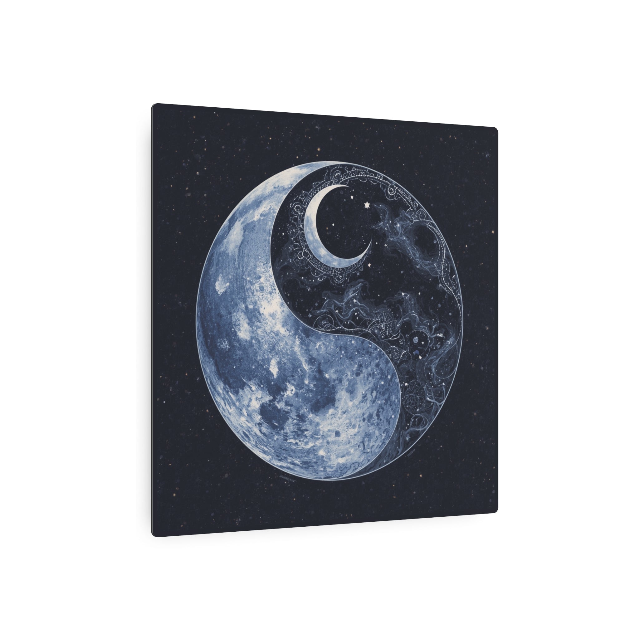 Moon Yin Yang Metal Art Sign — Celestial Wall Decor for Boho, Spiritual & Meditation Spaces - Erudition Designs