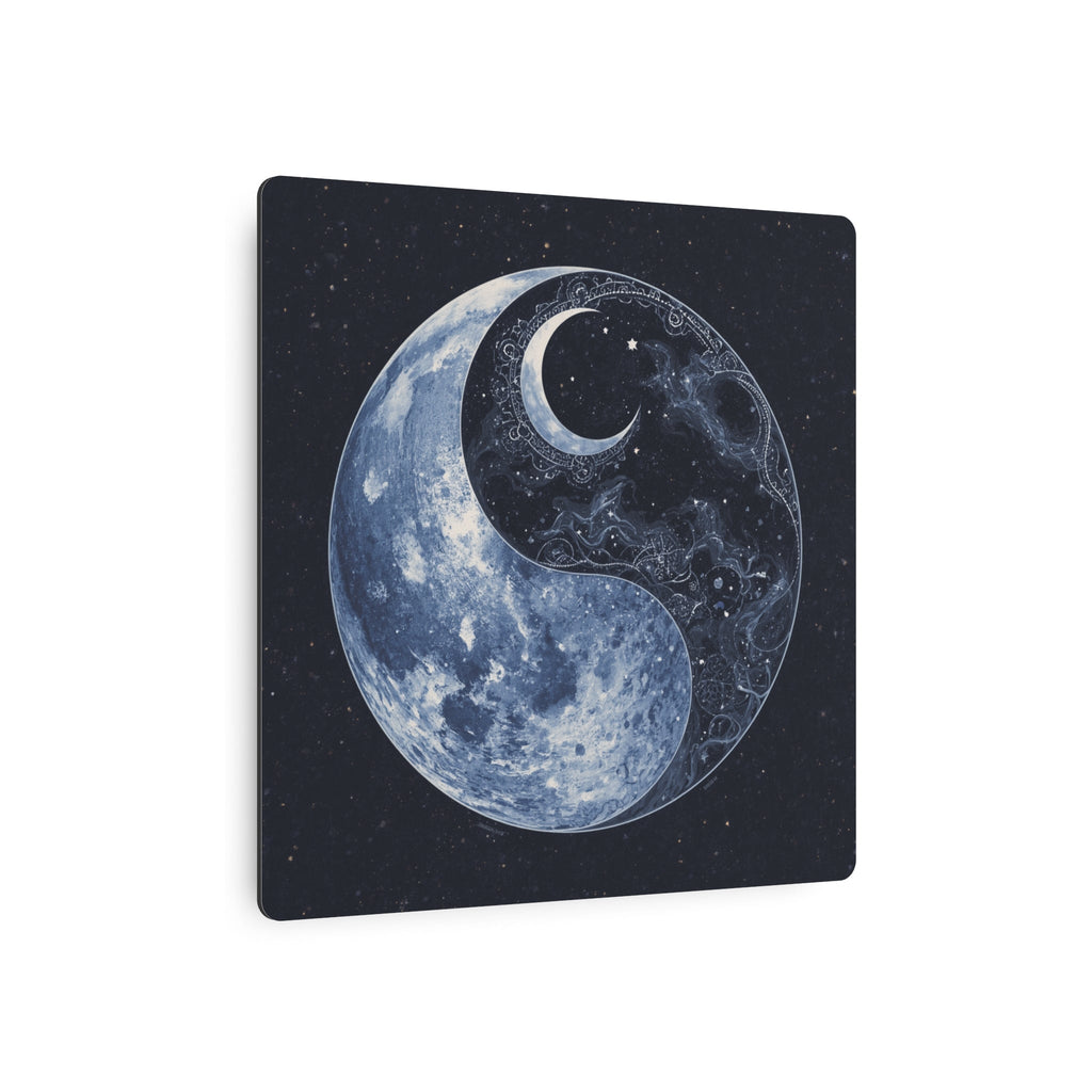 Moon Yin Yang Metal Art Sign — Celestial Wall Decor for Boho, Spiritual & Meditation Spaces - Erudition Designs