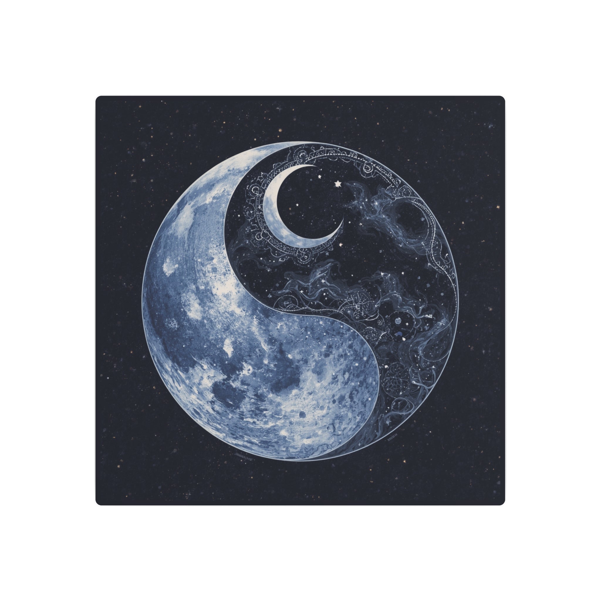 Moon Yin Yang Metal Art Sign — Celestial Wall Decor for Boho, Spiritual & Meditation Spaces - Erudition Designs