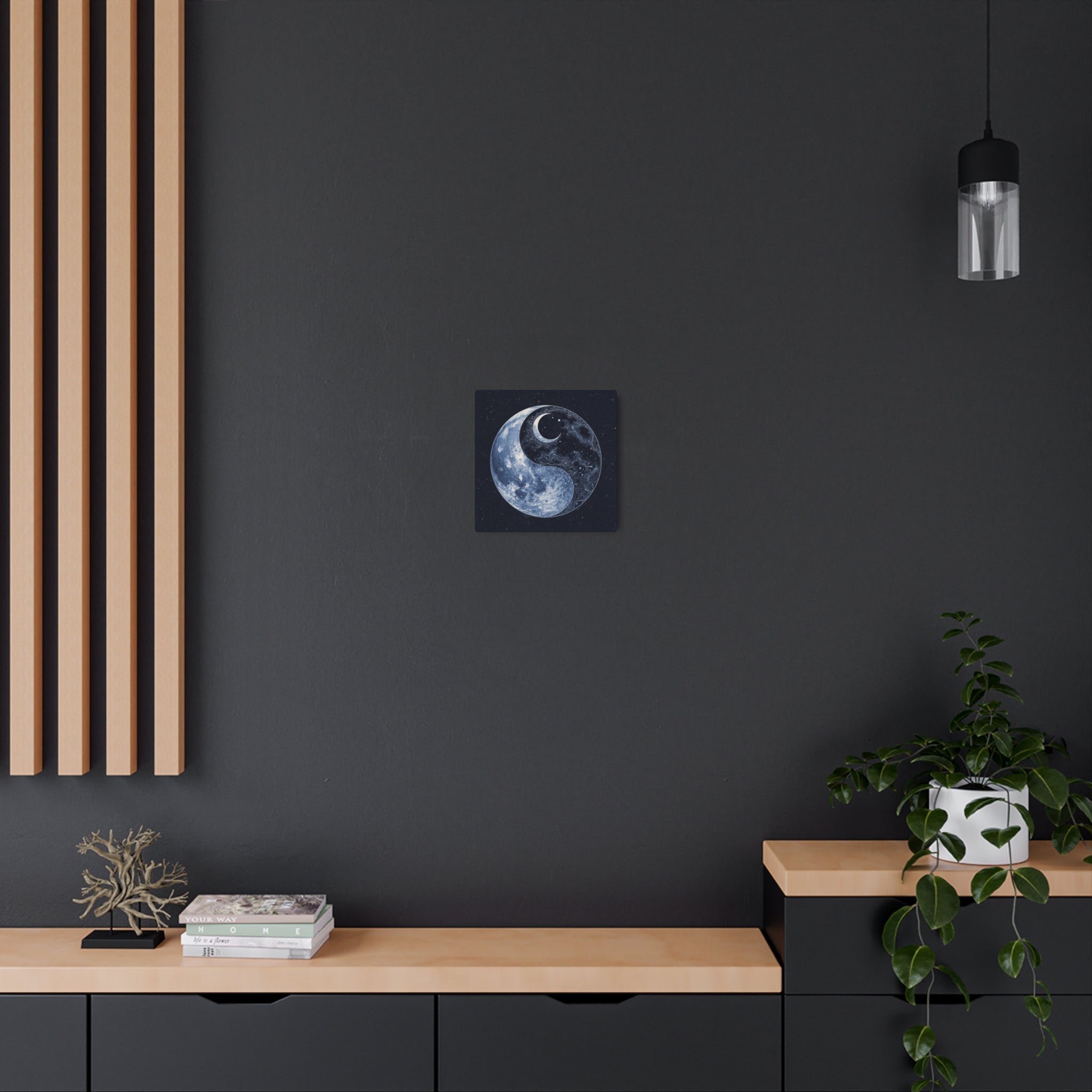 Moon Yin Yang Metal Art Sign — Celestial Wall Decor for Boho, Spiritual & Meditation Spaces - Erudition Designs