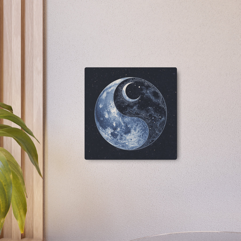 Moon Yin Yang Metal Art Sign — Celestial Wall Decor for Boho, Spiritual & Meditation Spaces - Erudition Designs