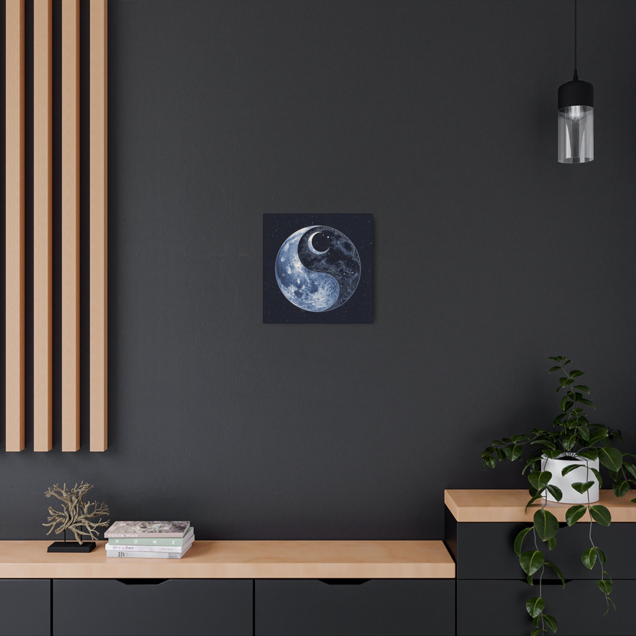 Moon Yin Yang Metal Art Sign — Celestial Wall Decor for Boho, Spiritual & Meditation Spaces - Erudition Designs