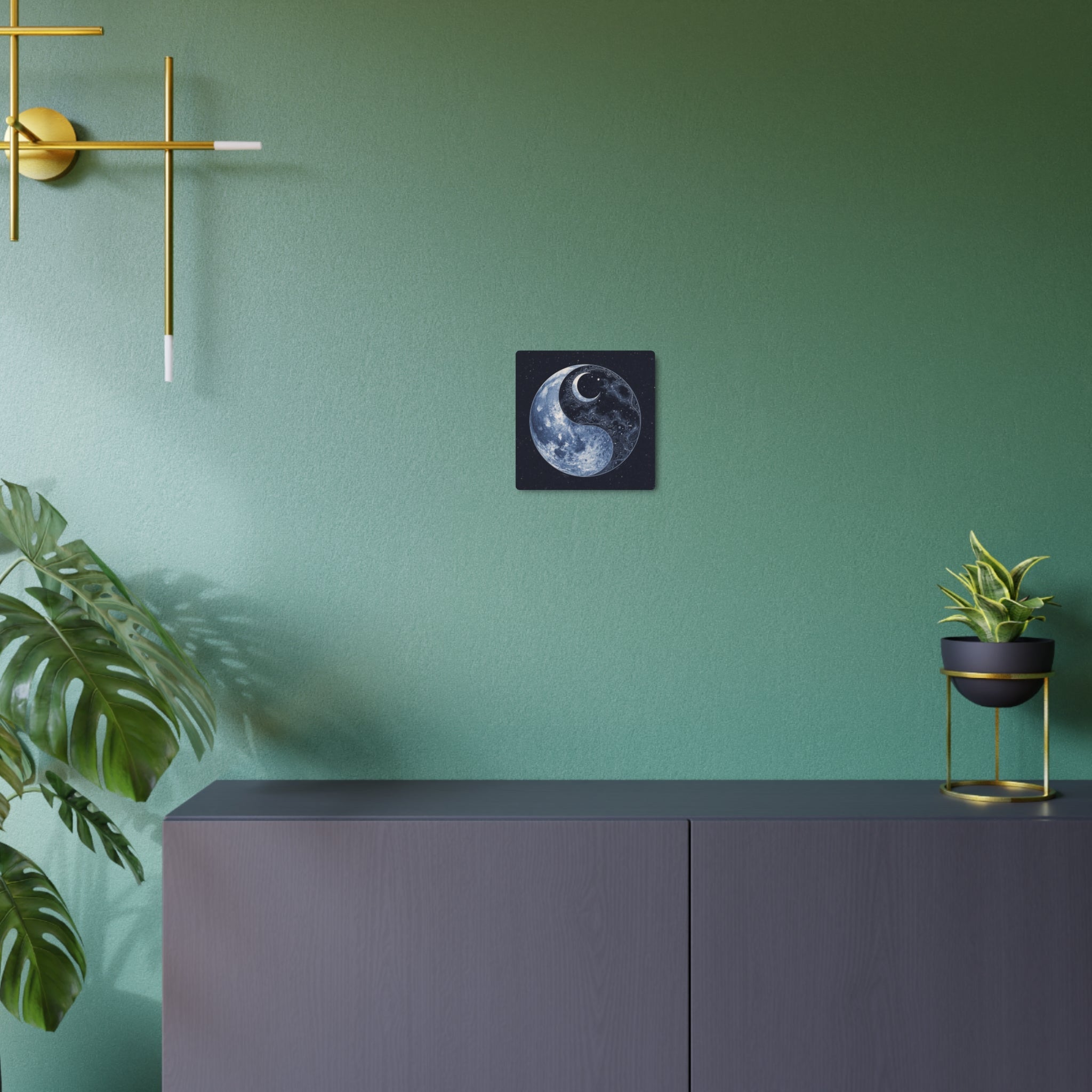 Moon Yin Yang Metal Art Sign — Celestial Wall Decor for Boho, Spiritual & Meditation Spaces - Erudition Designs