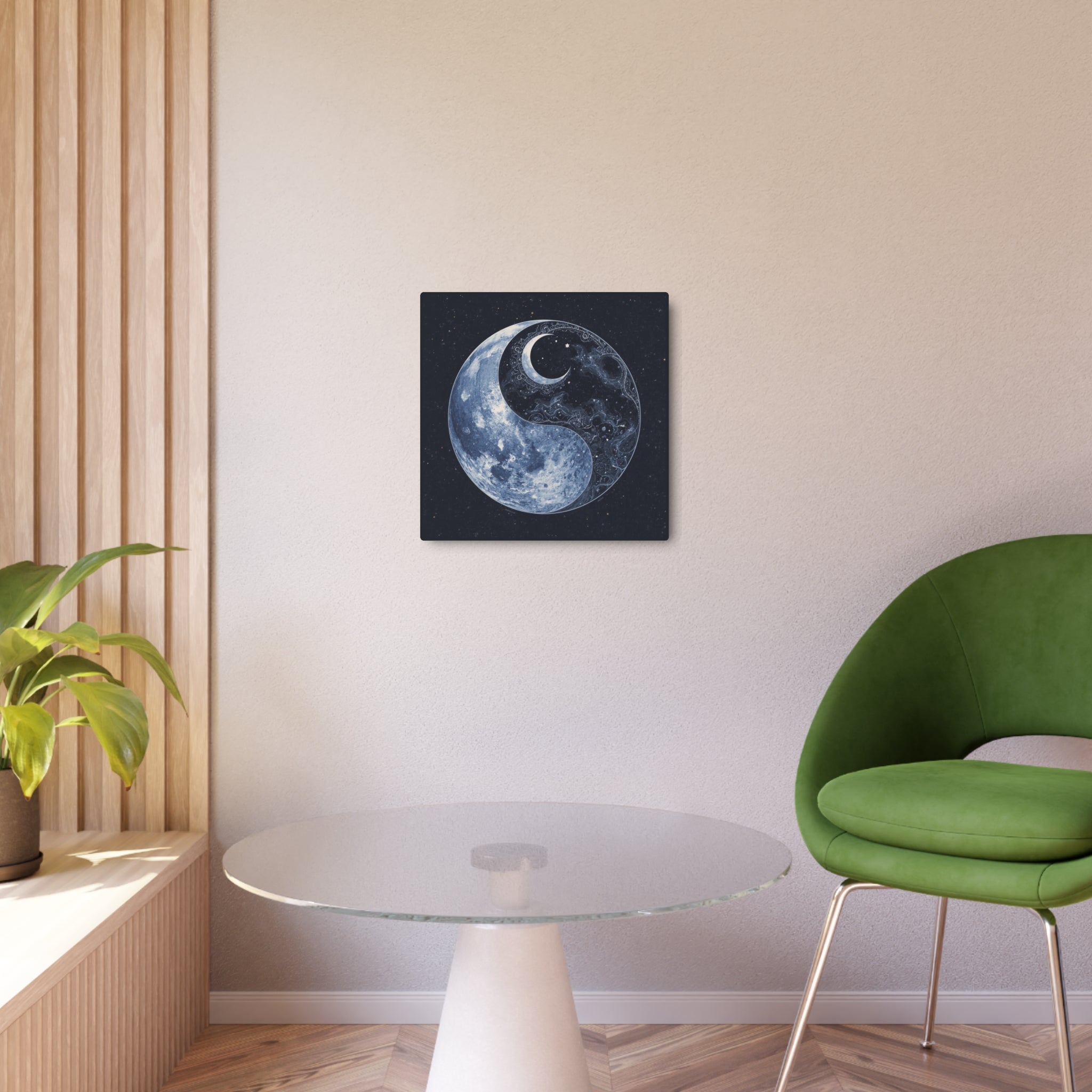 Moon Yin Yang Metal Art Sign — Celestial Wall Decor for Boho, Spiritual & Meditation Spaces - Erudition Designs