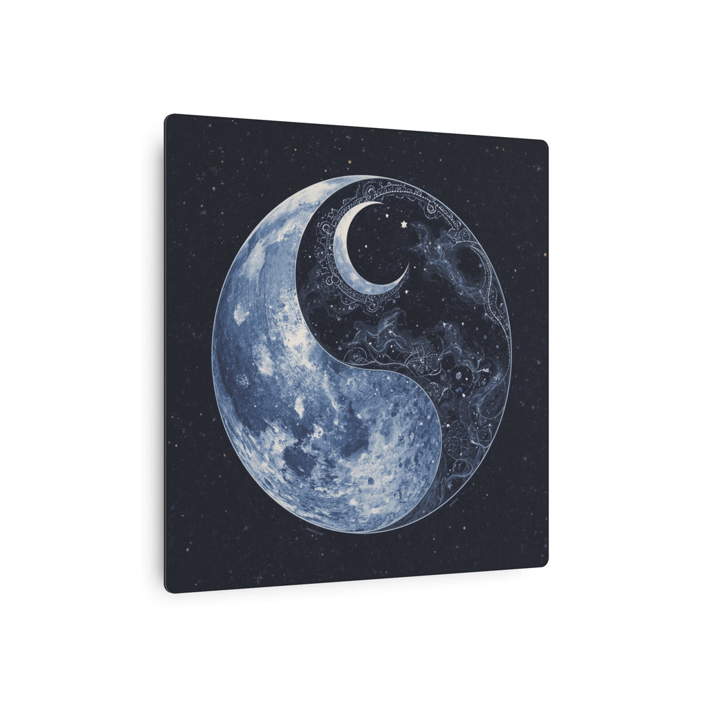 Moon Yin Yang Metal Art Sign — Celestial Wall Decor for Boho, Spiritual & Meditation Spaces - Erudition Designs