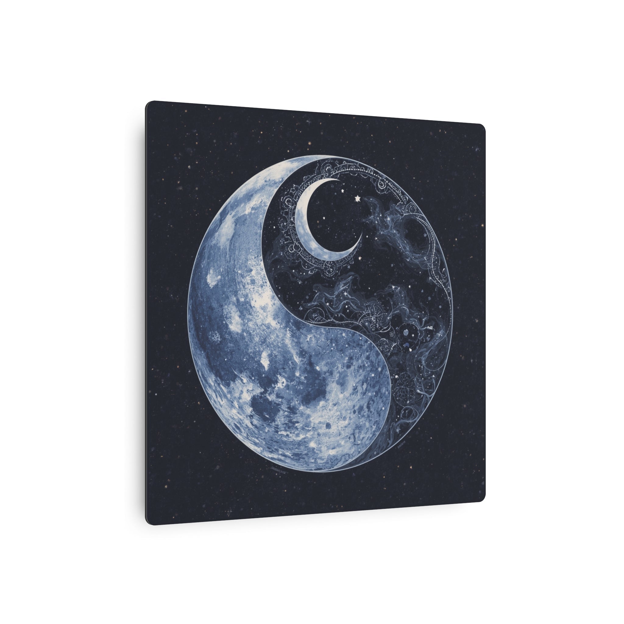 Moon Yin Yang Metal Art Sign — Celestial Wall Decor for Boho, Spiritual & Meditation Spaces - Erudition Designs
