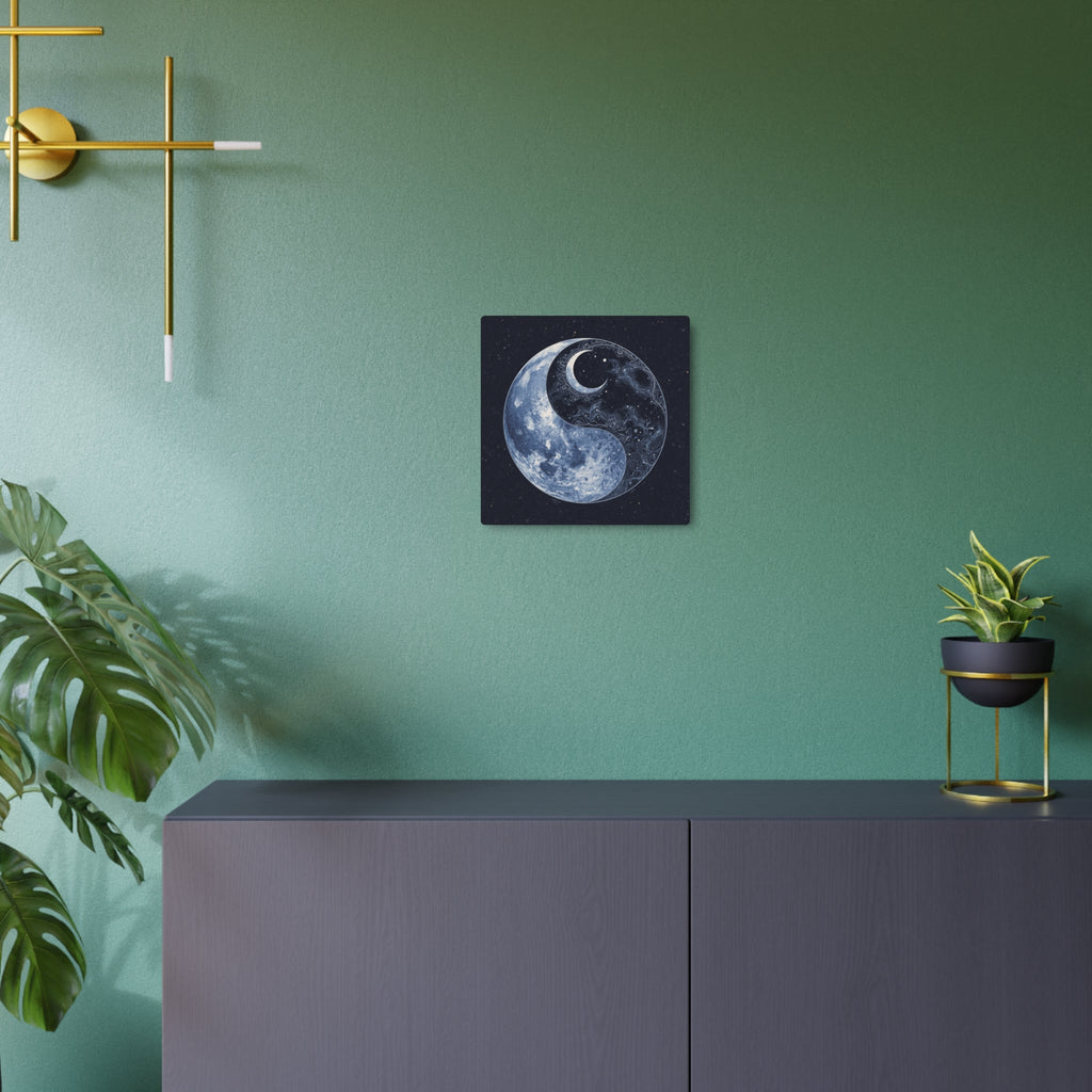 Moon Yin Yang Metal Art Sign — Celestial Wall Decor for Boho, Spiritual & Meditation Spaces - Erudition Designs