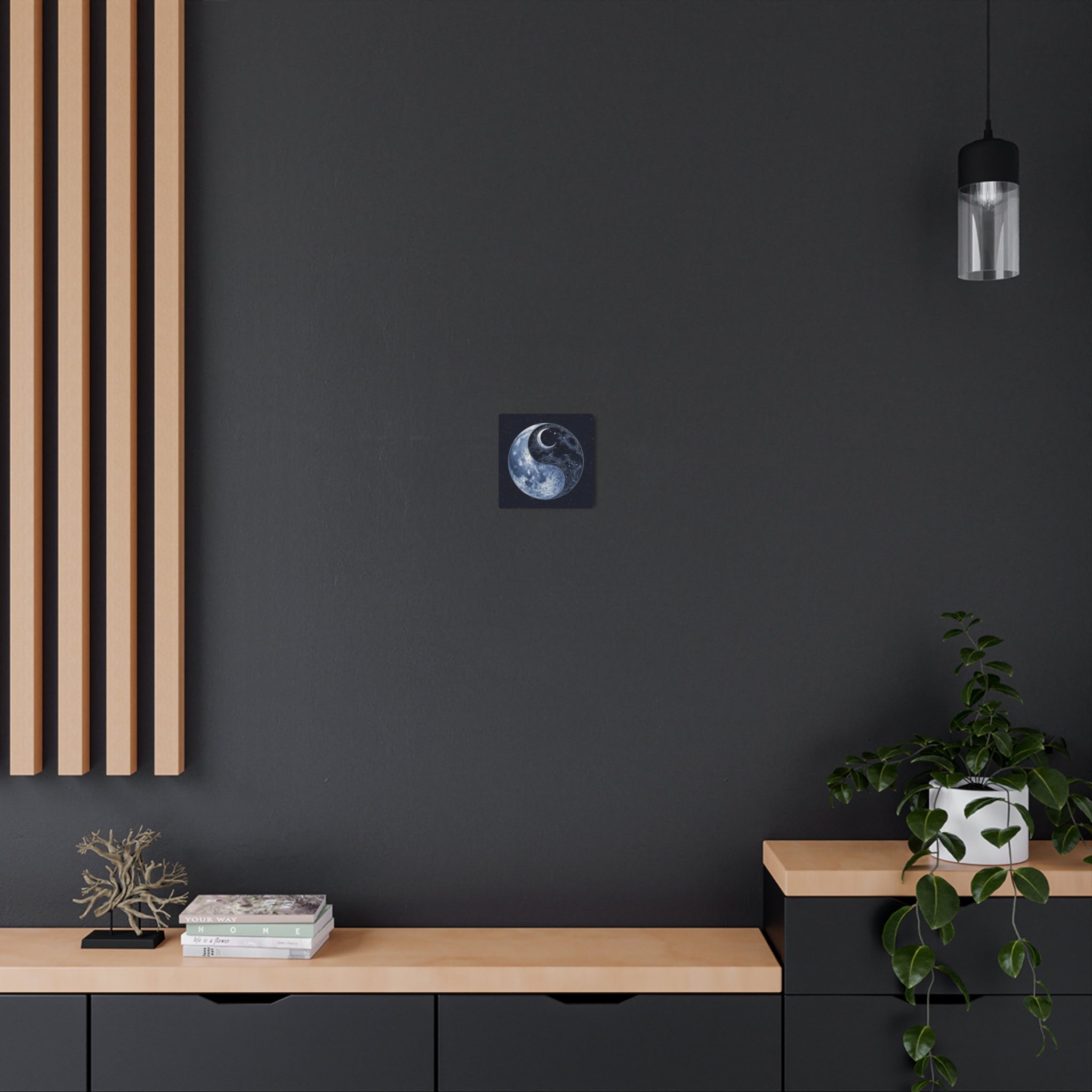 Moon Yin Yang Metal Art Sign — Celestial Wall Decor for Boho, Spiritual & Meditation Spaces - Erudition Designs