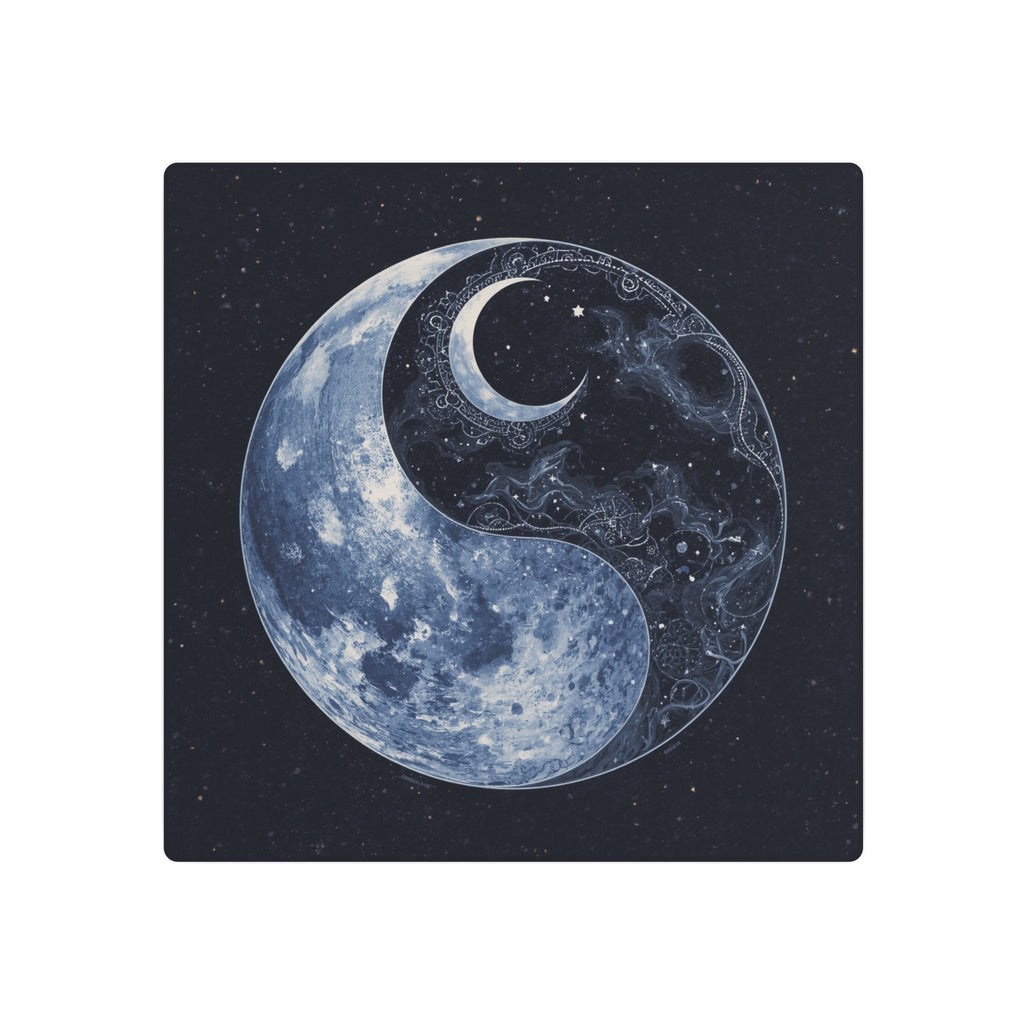 Moon Yin Yang Metal Art Sign — Celestial Wall Decor for Boho, Spiritual & Meditation Spaces - Erudition Designs
