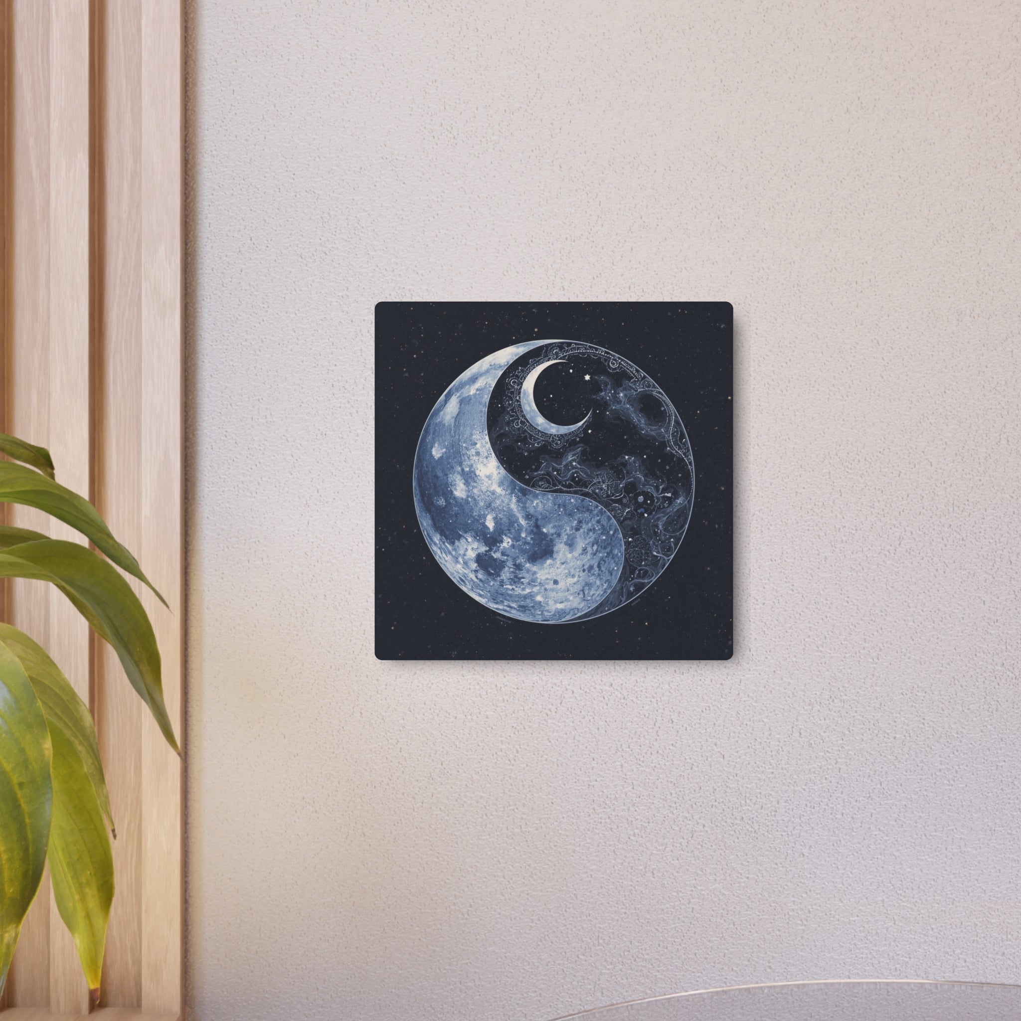 Moon Yin Yang Metal Art Sign — Celestial Wall Decor for Boho, Spiritual & Meditation Spaces - Erudition Designs
