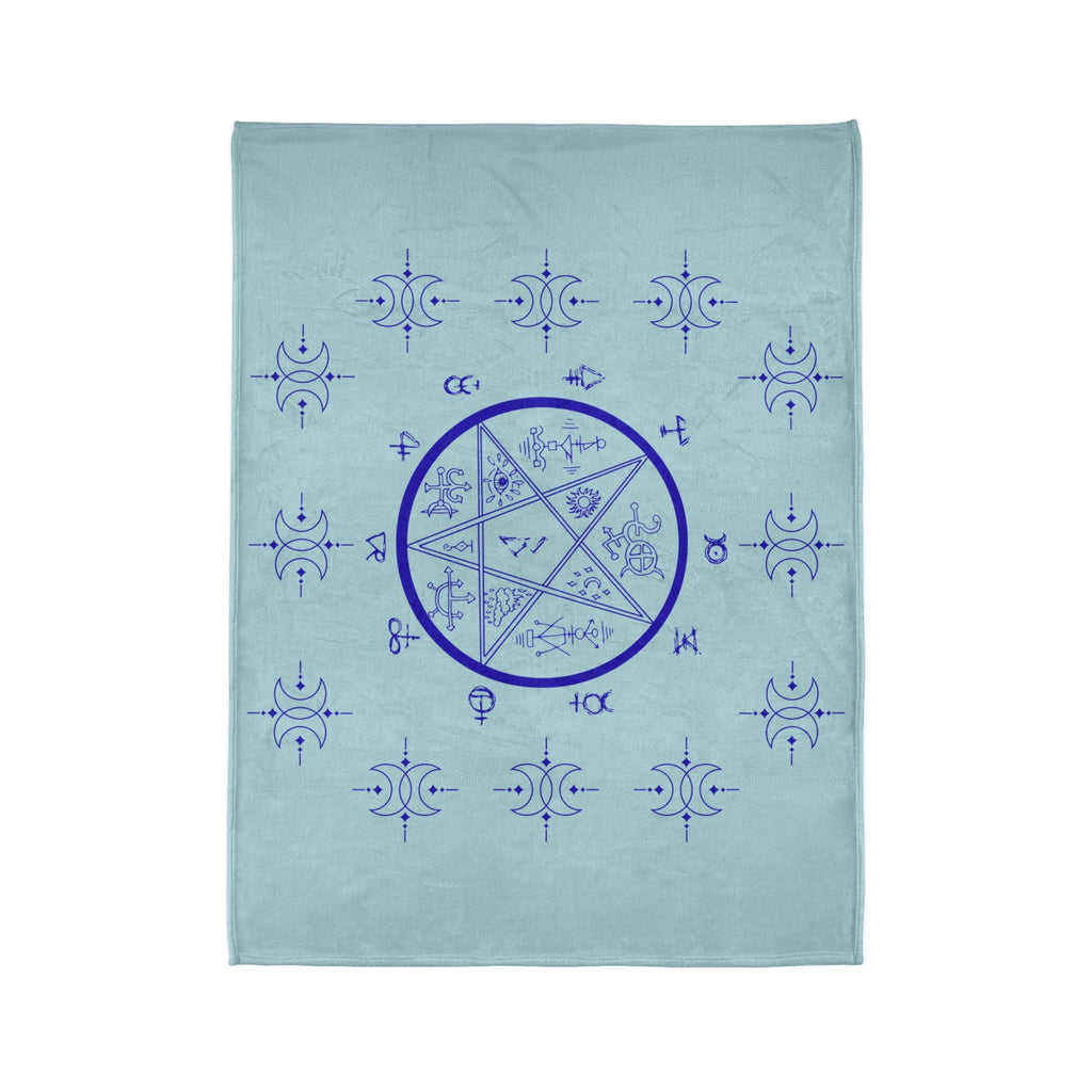 Mystic Pentagram Fleece Blanket — Blue Occult Sigil Throw for Witchcraft & Spiritual Décor - Erudition Designs