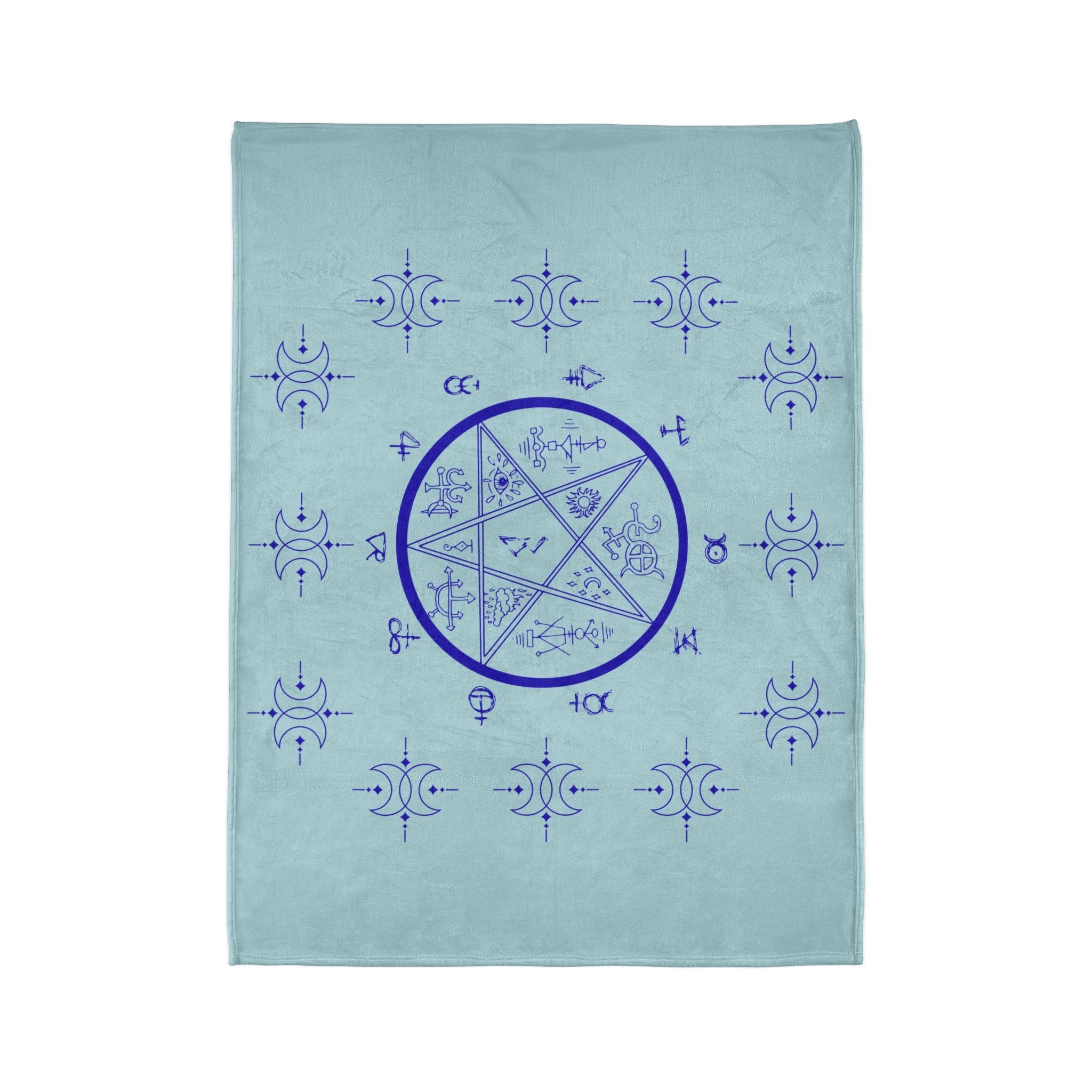 Mystic Pentagram Fleece Blanket — Blue Occult Sigil Throw for Witchcraft & Spiritual Décor - Erudition Designs