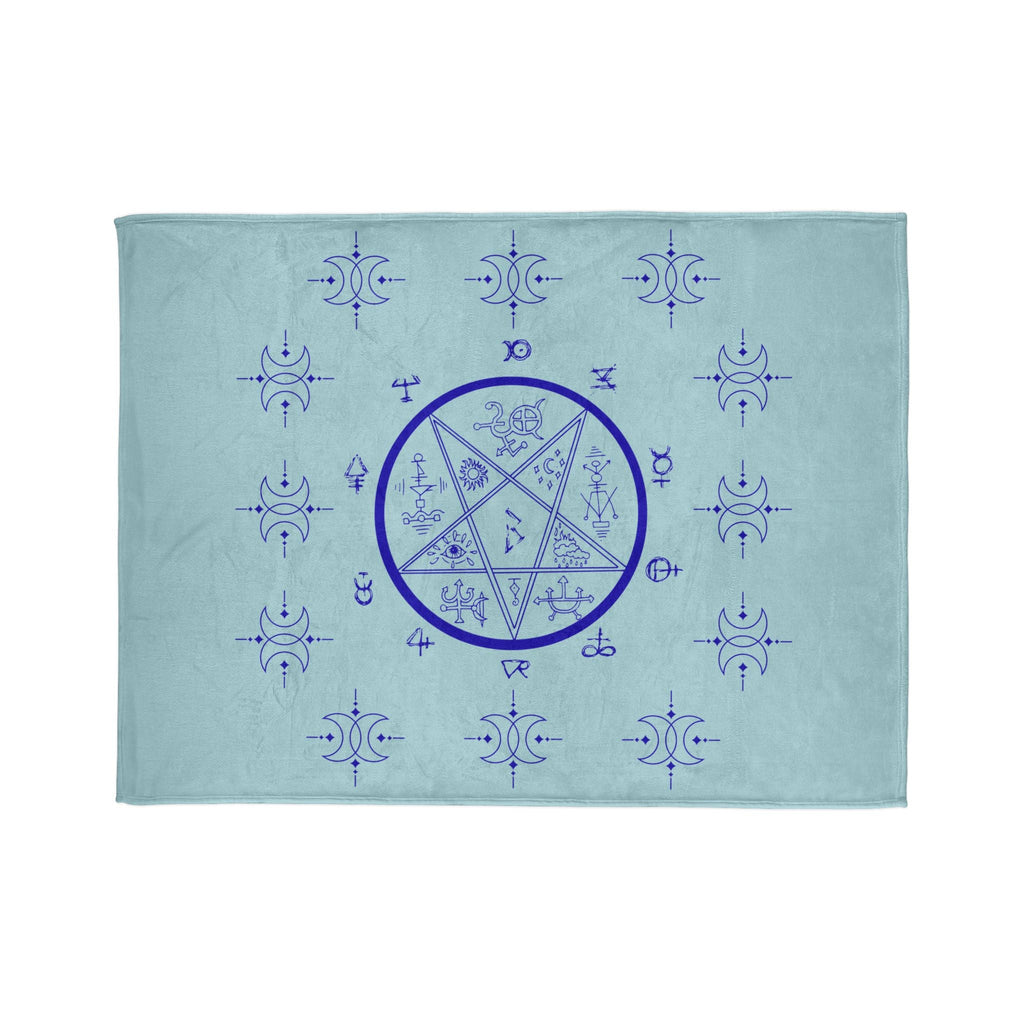 Mystic Pentagram Fleece Blanket — Blue Occult Sigil Throw for Witchcraft & Spiritual Décor - Erudition Designs