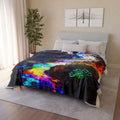 Psychedelic Rainbow River Throw Blanket — Vibrant Cosmic Landscape Soft Polyester Blanket - Erudition Designs