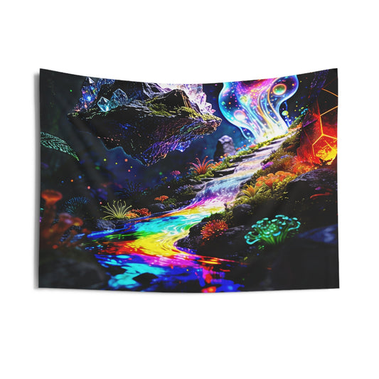 Psychedelic Rainbow River Wall Tapestry — Cosmic Fantasy Indoor Tapestry - Home Decor - Printify