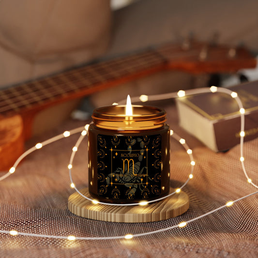 Scorpio Zodiac Soy Candle — Amber Jar Scented Candle - Home Decor - Printify