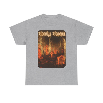 Spooky Season Graveyard Tee | Halloween Cemetery Retro Horror Shirt - T-Shirt - Printify