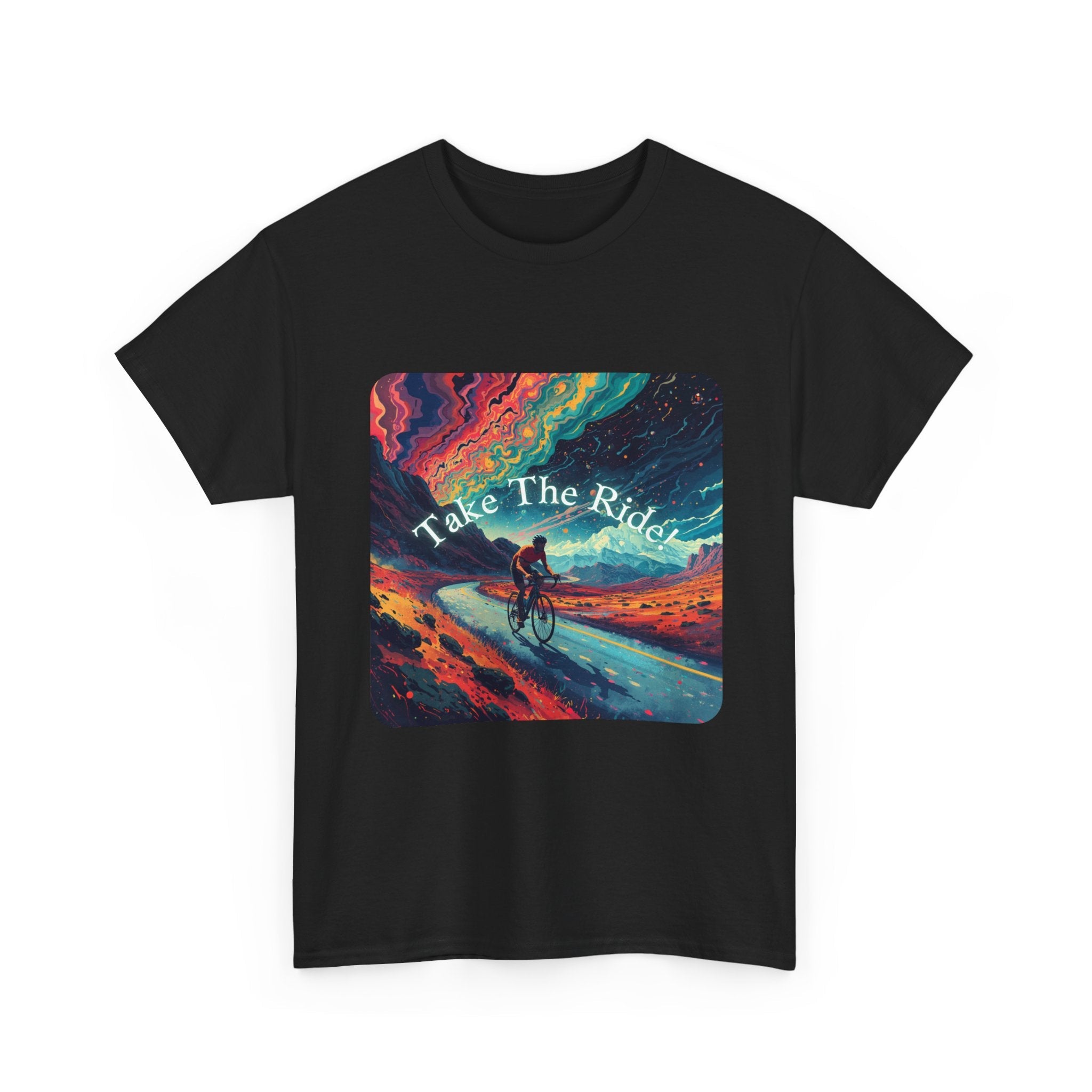 Take The Ride bicycle sunset design Tee | cycling shirt, adventure graphic - Erudition Designs