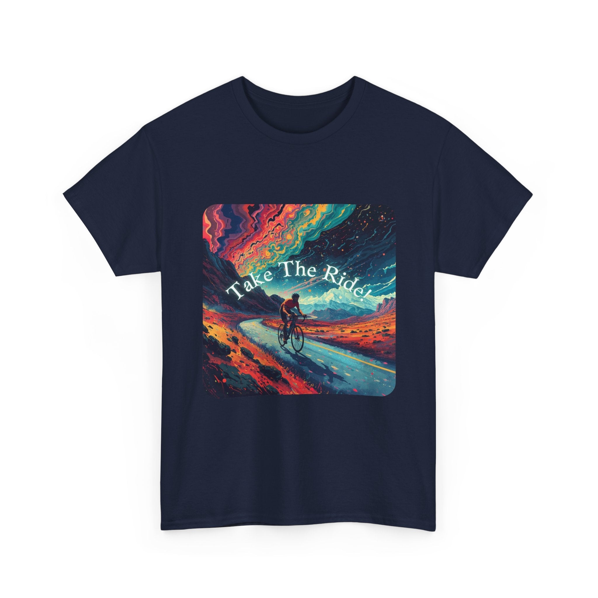 Take The Ride bicycle sunset design Tee | cycling shirt, adventure graphic - Erudition Designs