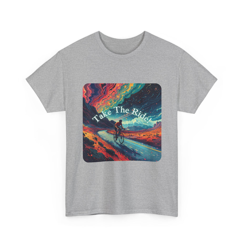 Take The Ride bicycle sunset design Tee | cycling shirt, adventure graphic - Erudition Designs